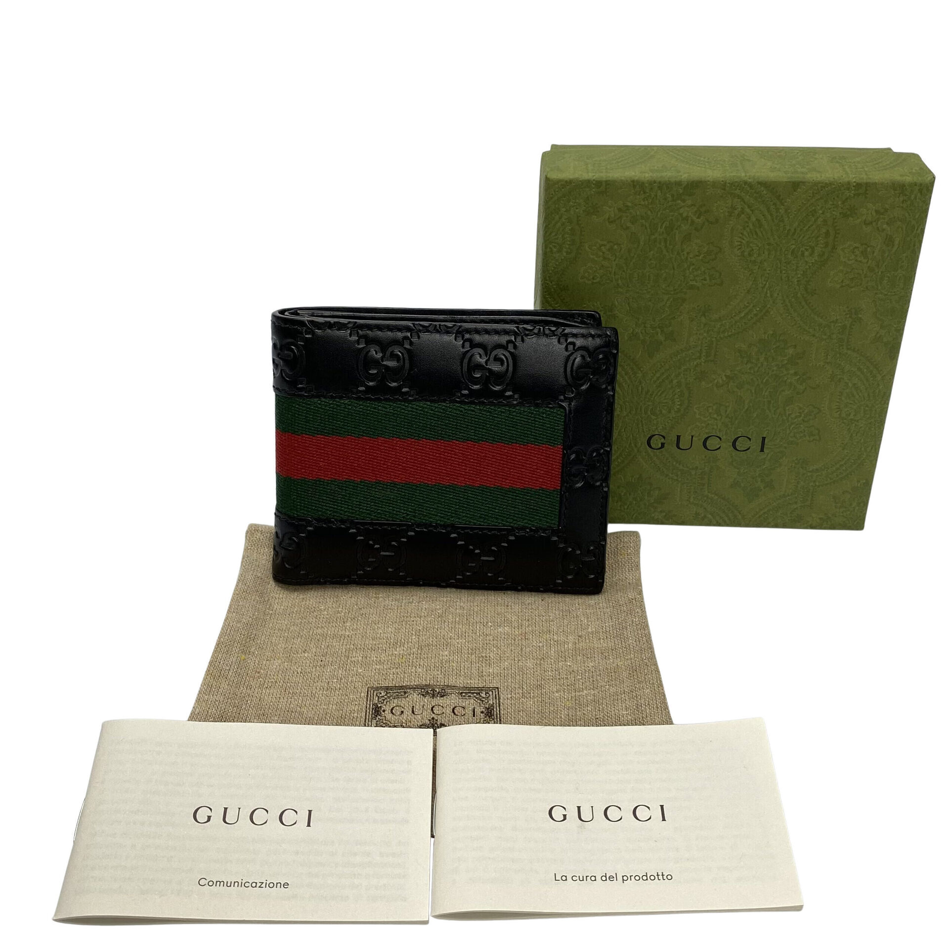 Carteira Gucci Signature Web Couro Preto