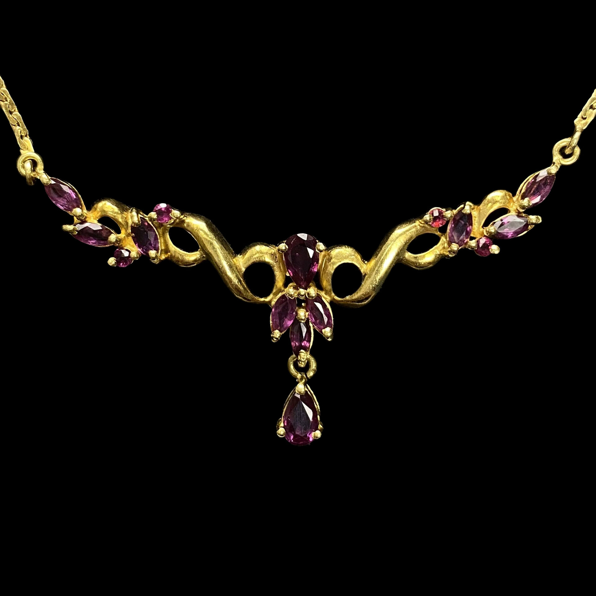 Conjunto Ouro Amarelo e Rubis