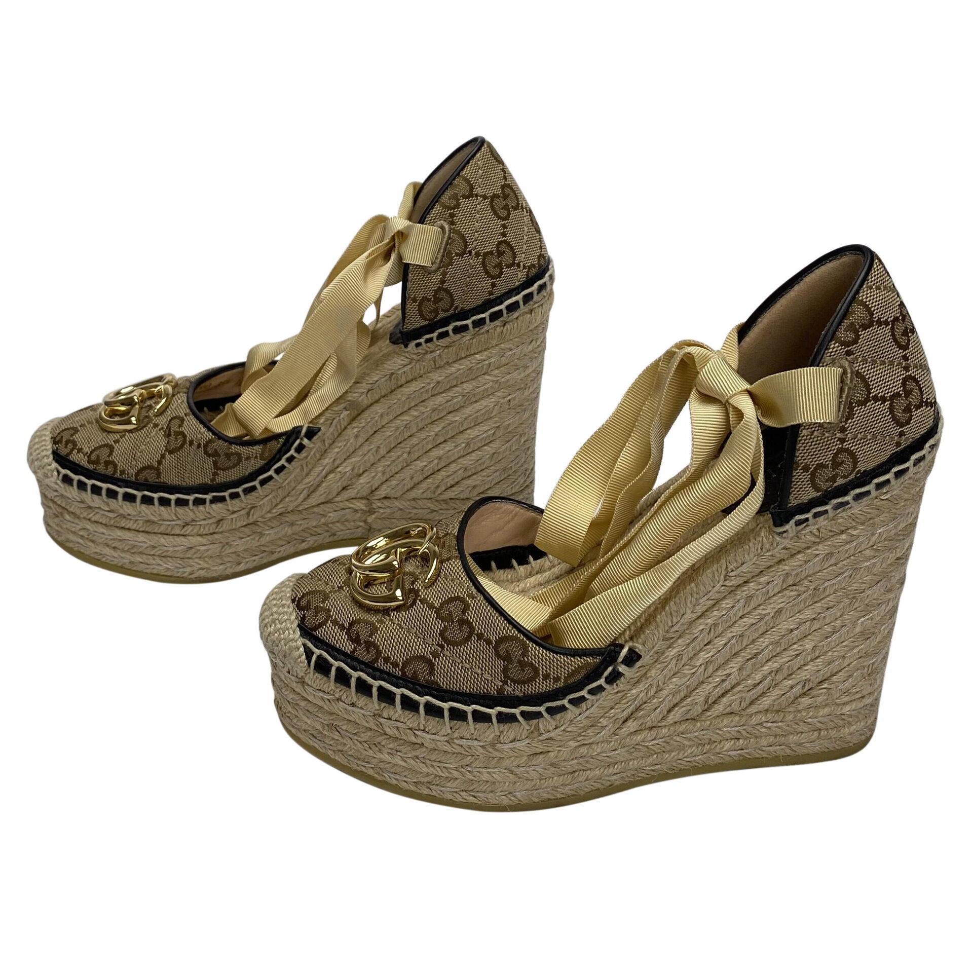 Espadrille Gucci Anabela GG Monograma