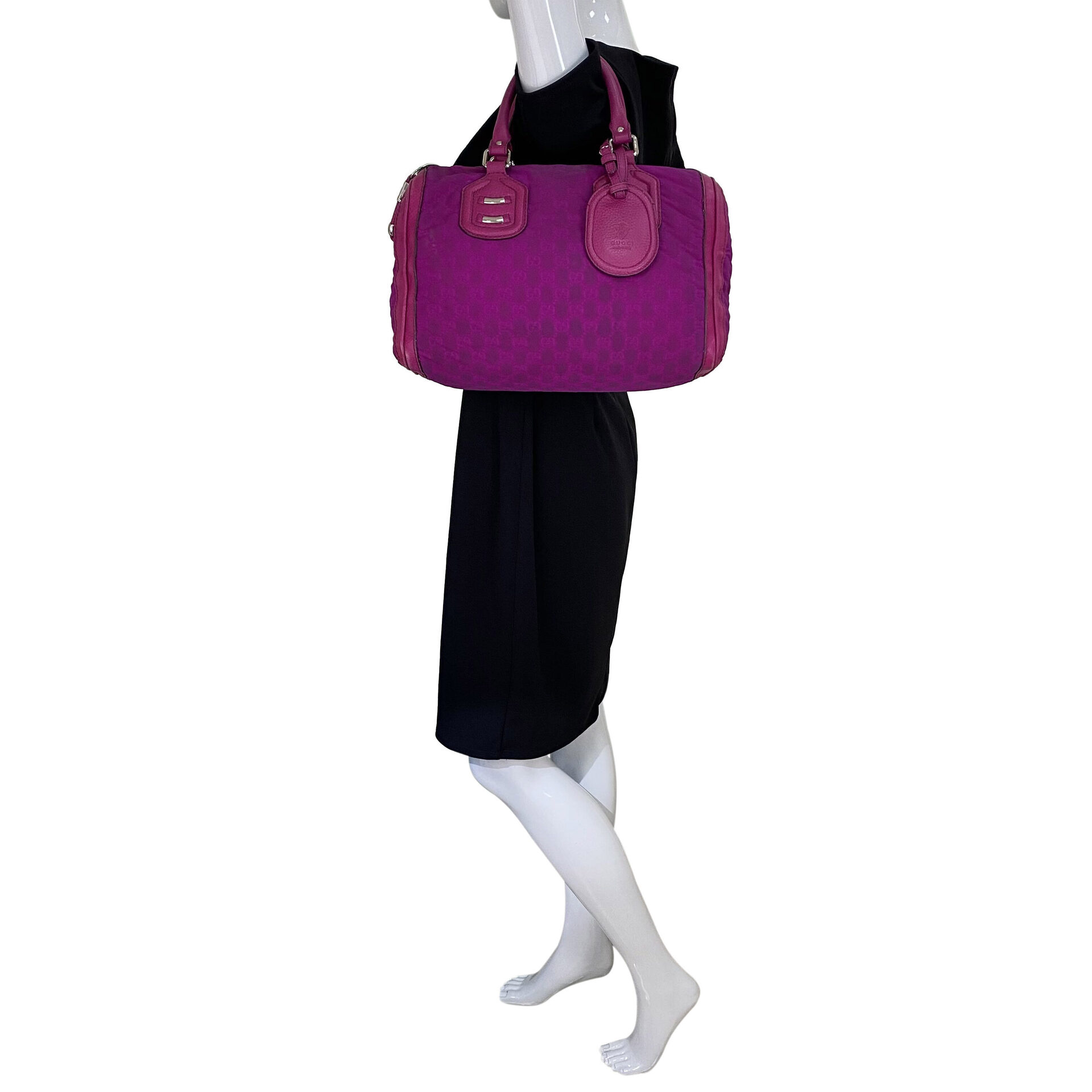 Bolsa Gucci Guccissima Techno Tag Medium Boston Rosa