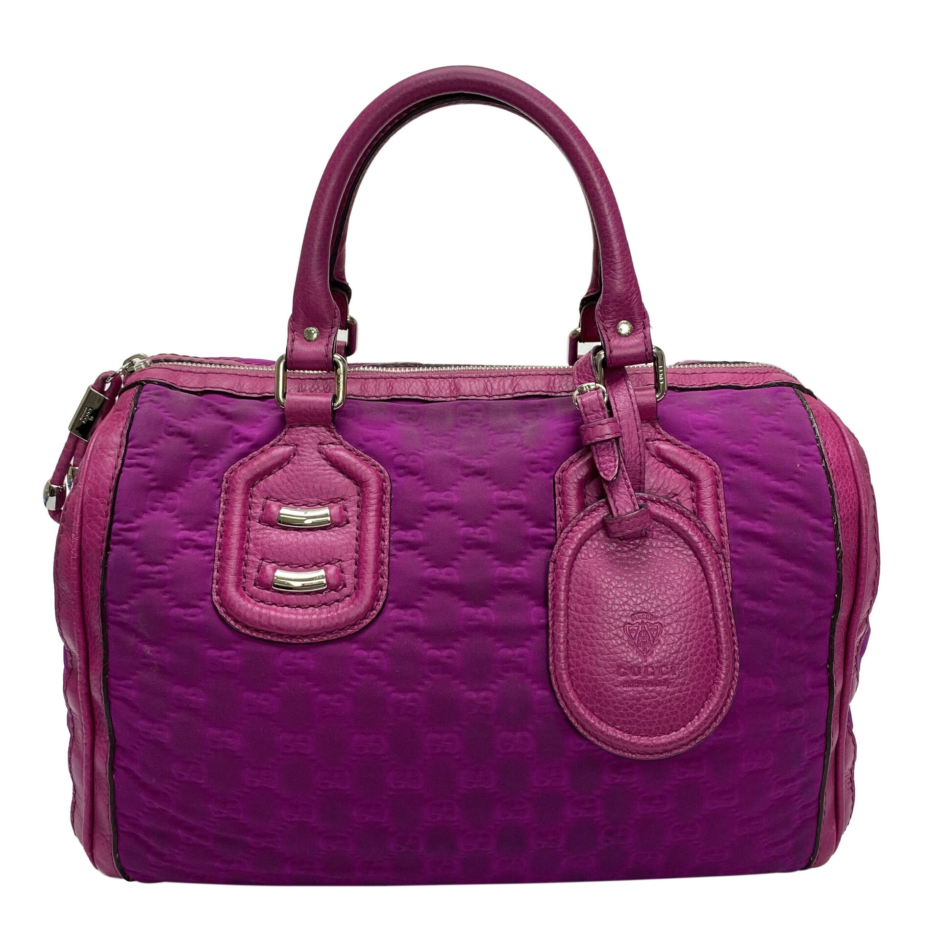 Bolsa Gucci Guccissima Techno Tag Medium Boston Rosa