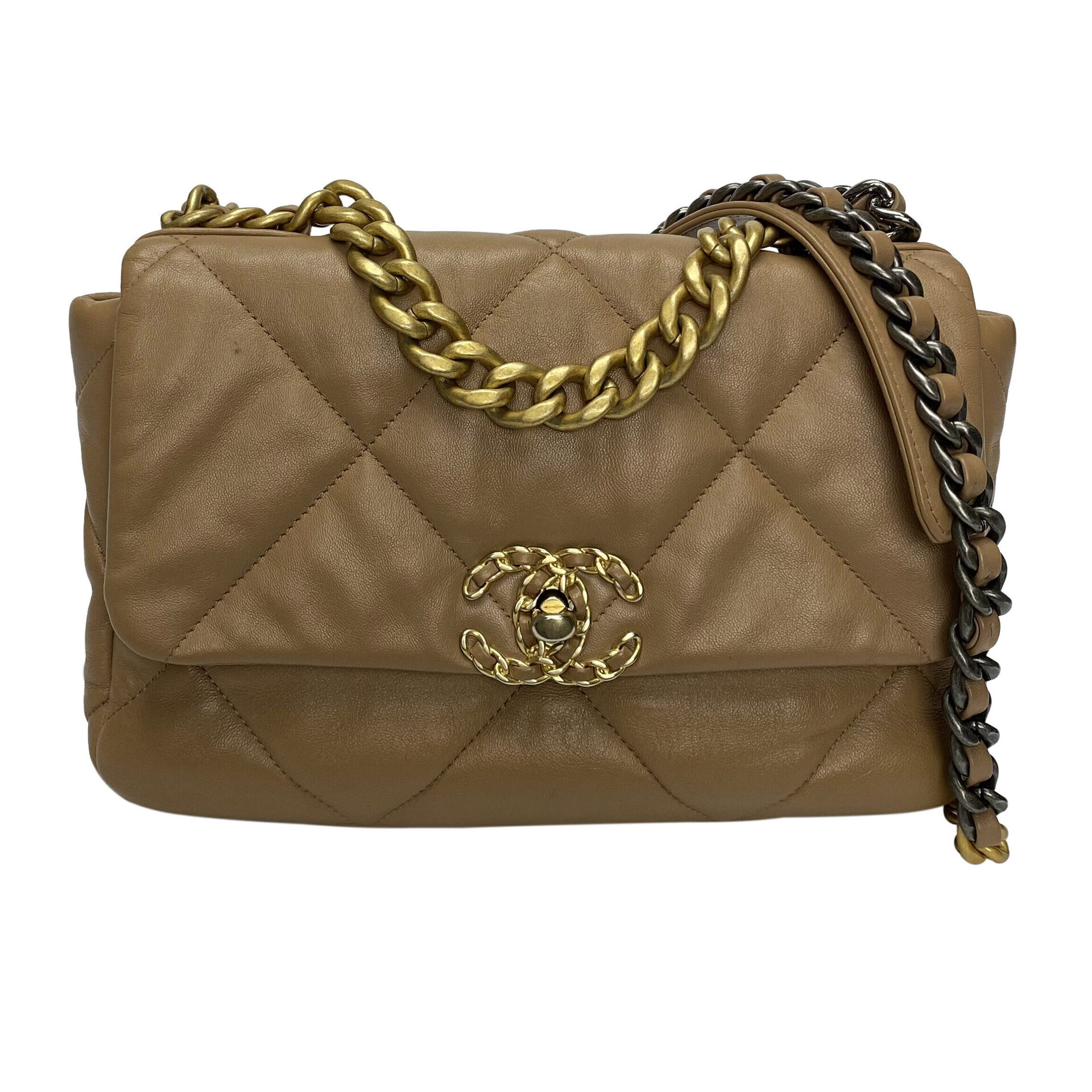 Bolsa Chanel 19 Couro Bege