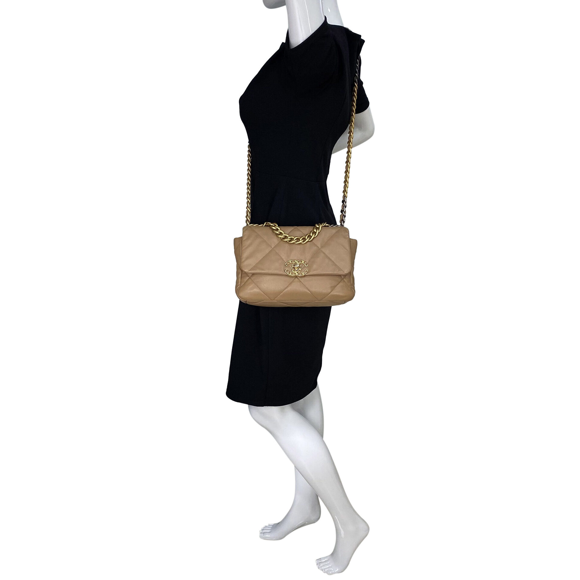 Bolsa Chanel 19 Couro Bege