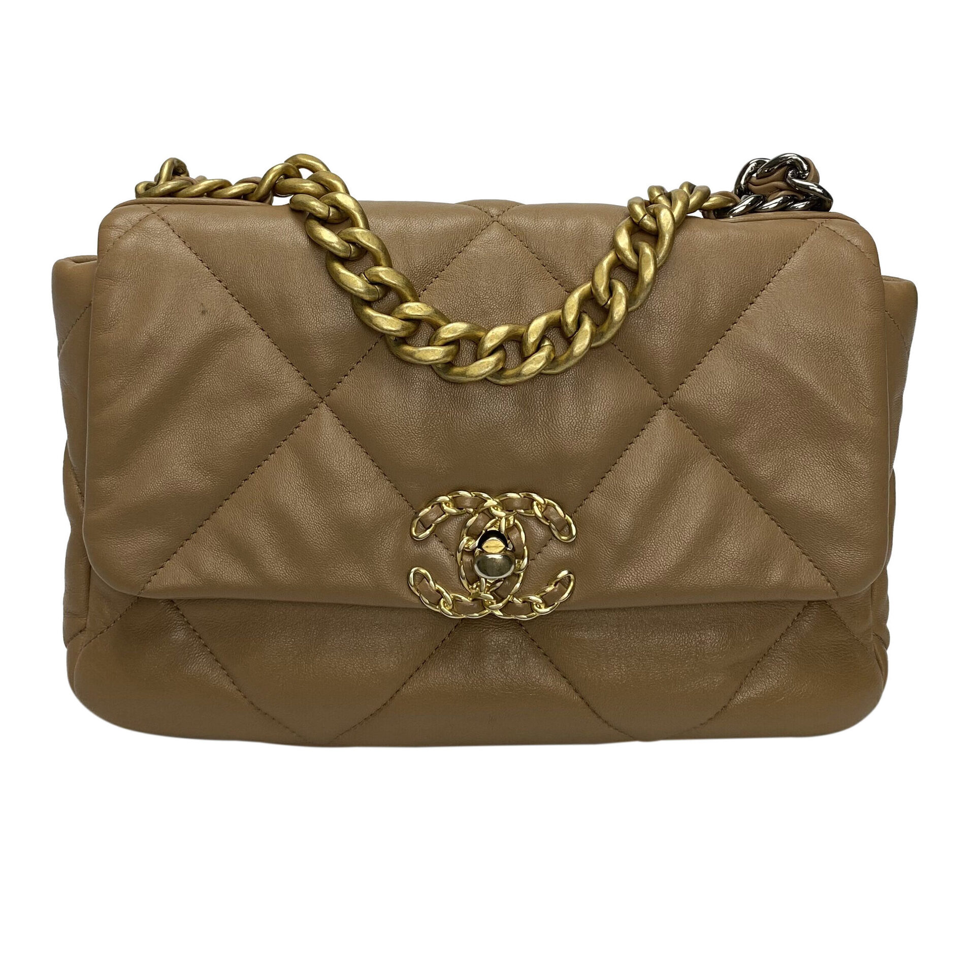 Bolsa Chanel 19 Couro Bege