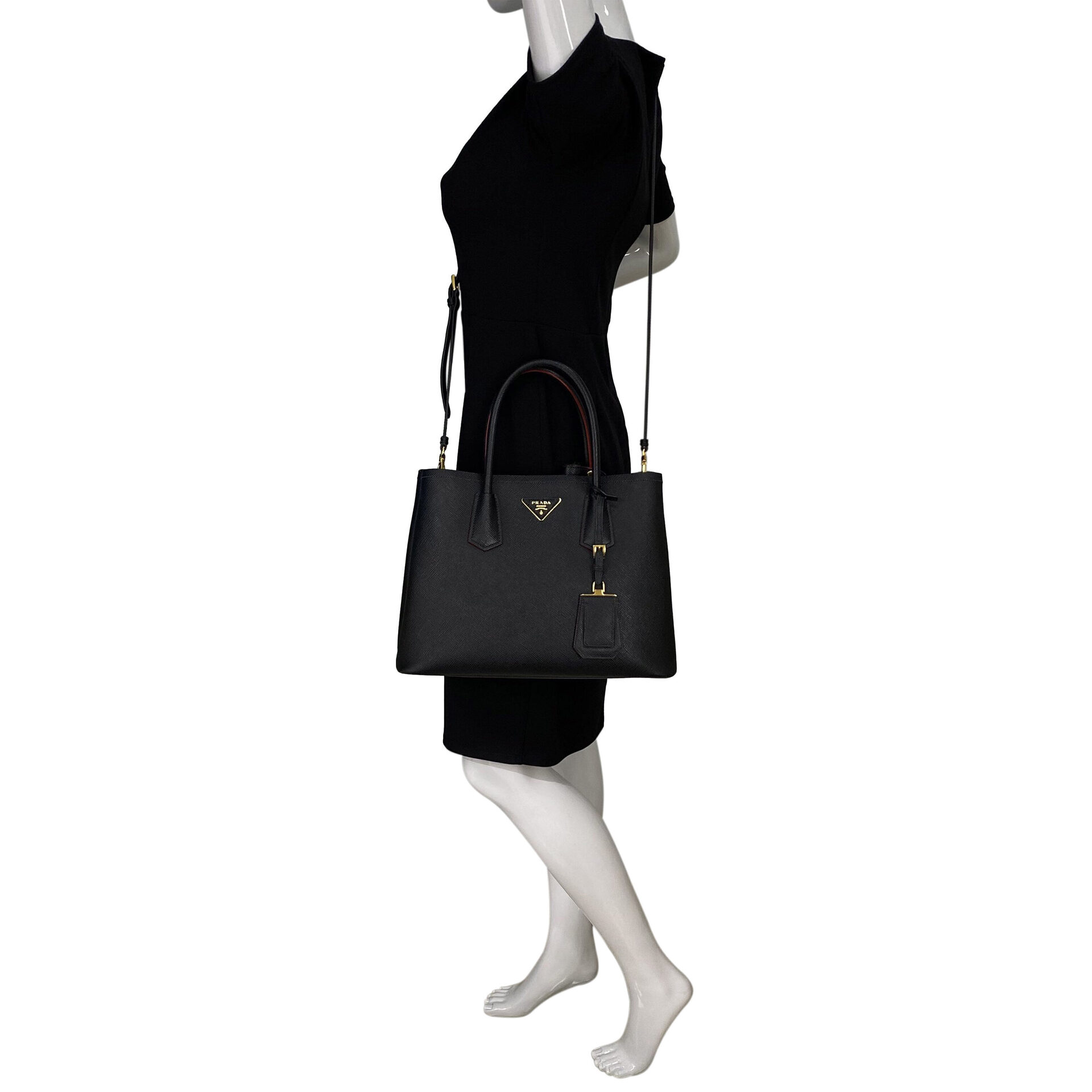 Bolsa Prada Saffiano Cuir Double Preta