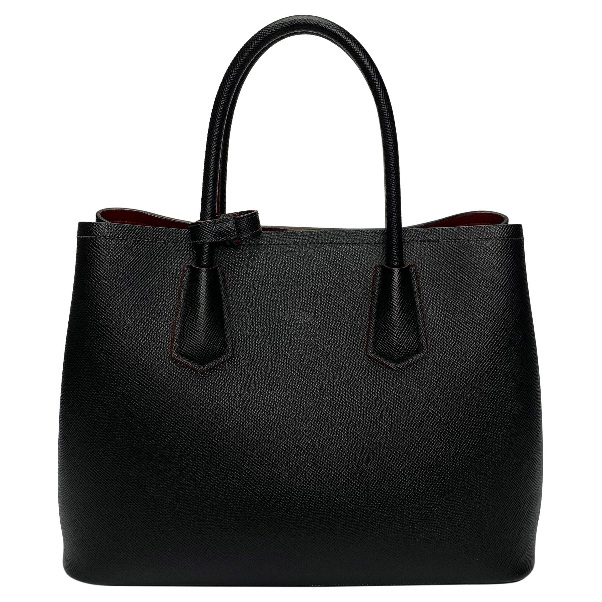 Bolsa Prada Saffiano Cuir Double Preta
