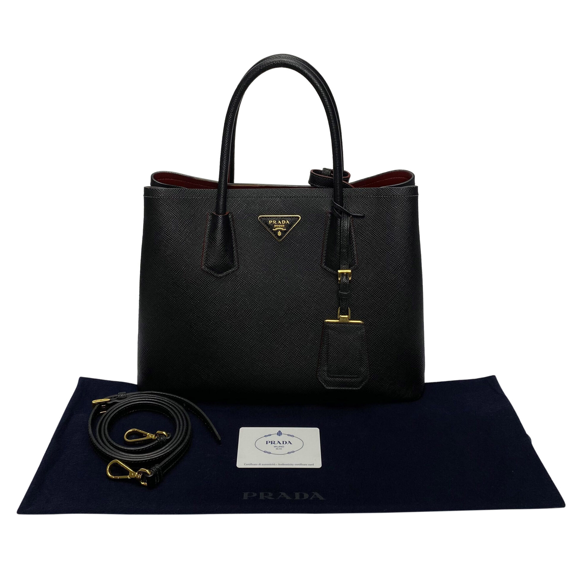 Bolsa Prada Saffiano Cuir Double Preta