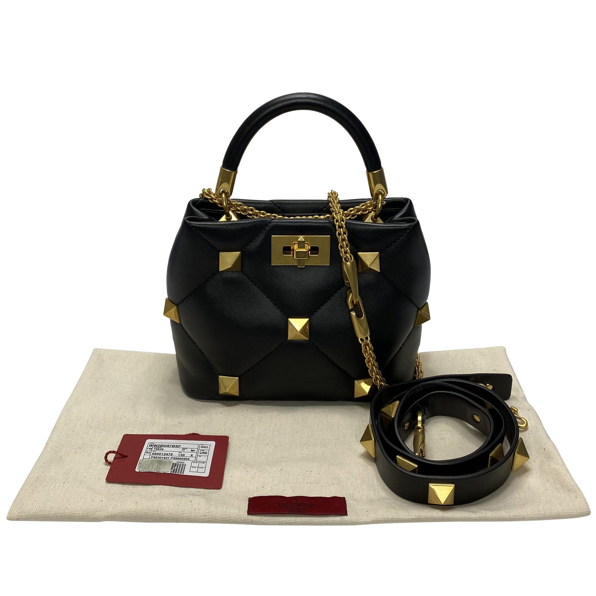 Bolsa Valentino Garavani Roman Stud Preta