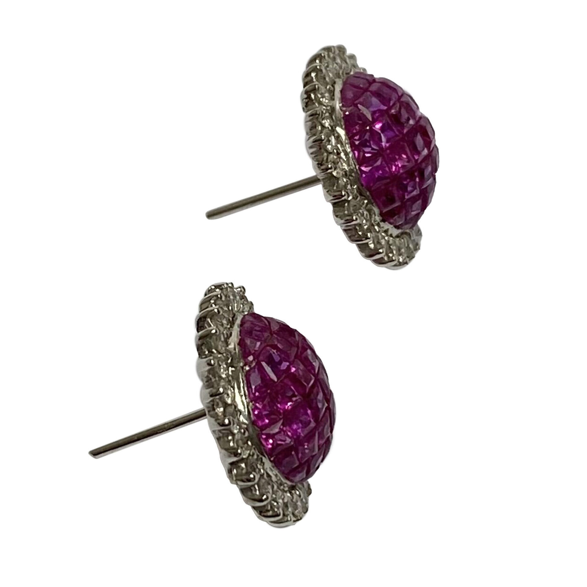 Par de Brincos Rubis e Diamantes