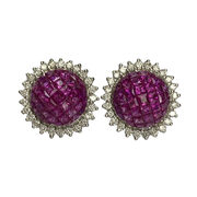 Par de Brincos Rubis e Diamantes