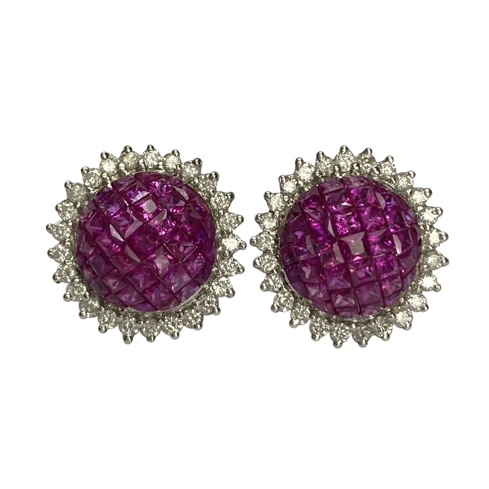 Par de Brincos Rubis e Diamantes