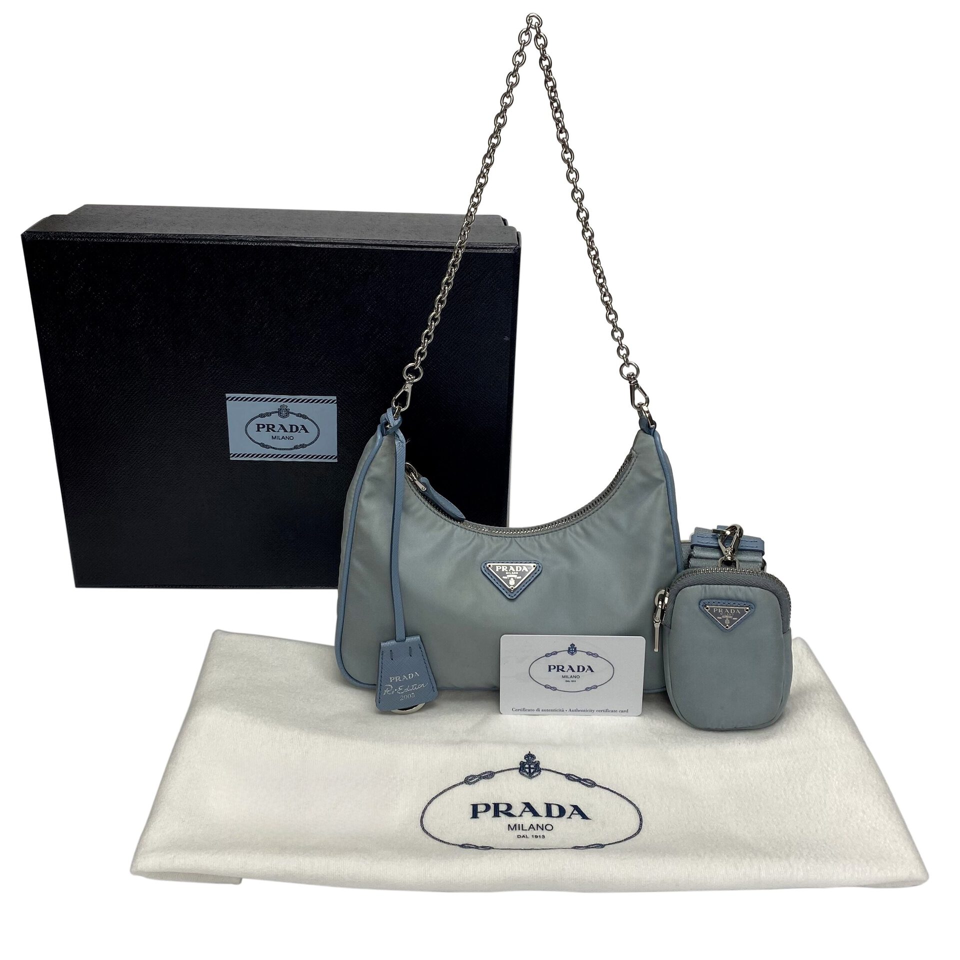 Bolsa Prada Re-Edition 2005 Nylon Azul