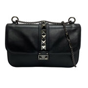 Bolsa Valentino Garavani Glam Lock Couro Preto