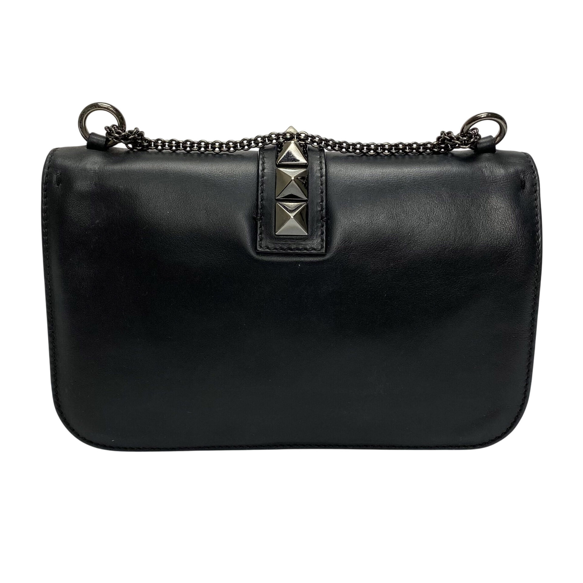 Bolsa Valentino Garavani Glam Lock Couro Preto