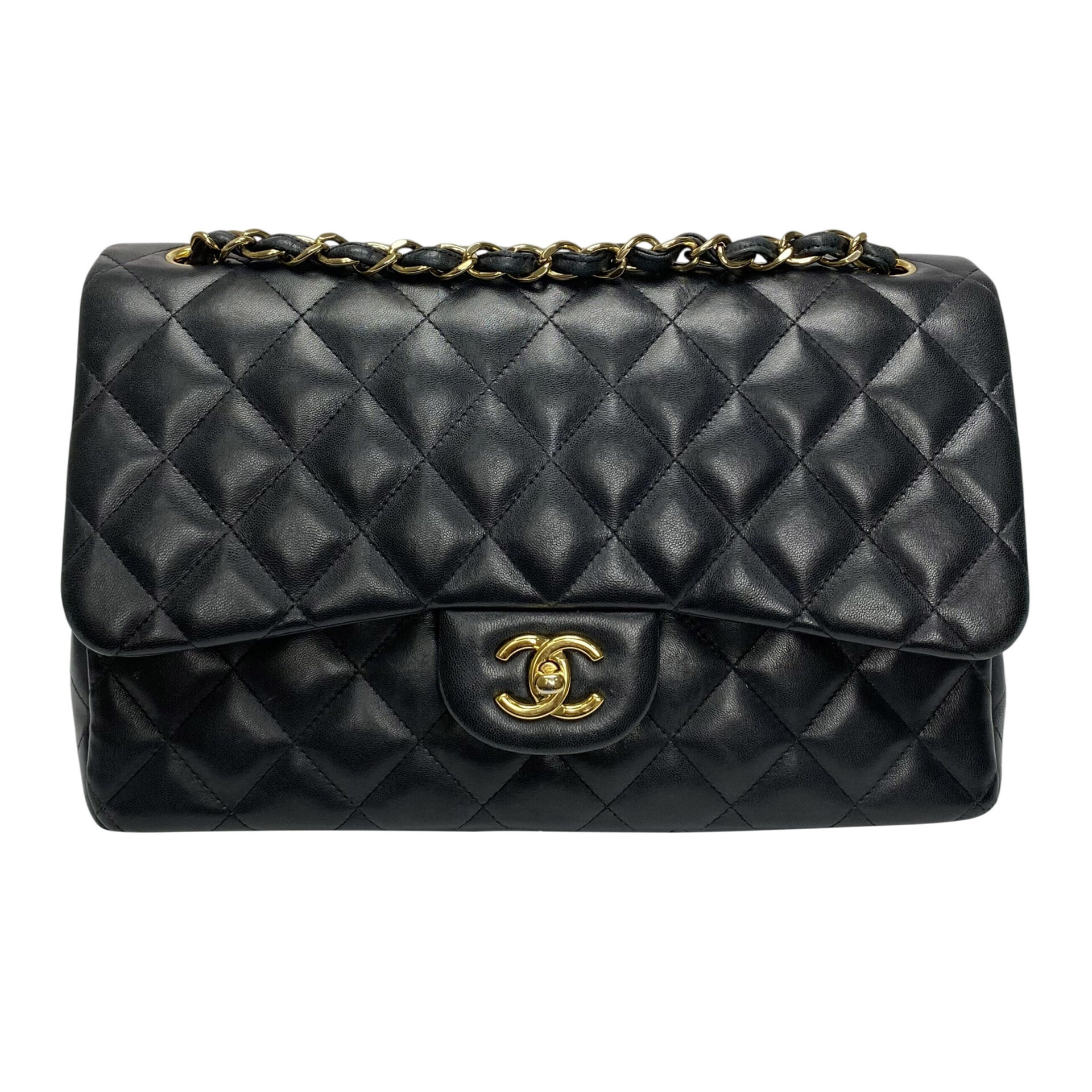 Bolsa Chanel Clássica Double Flap Jumbo Lambskin Preta