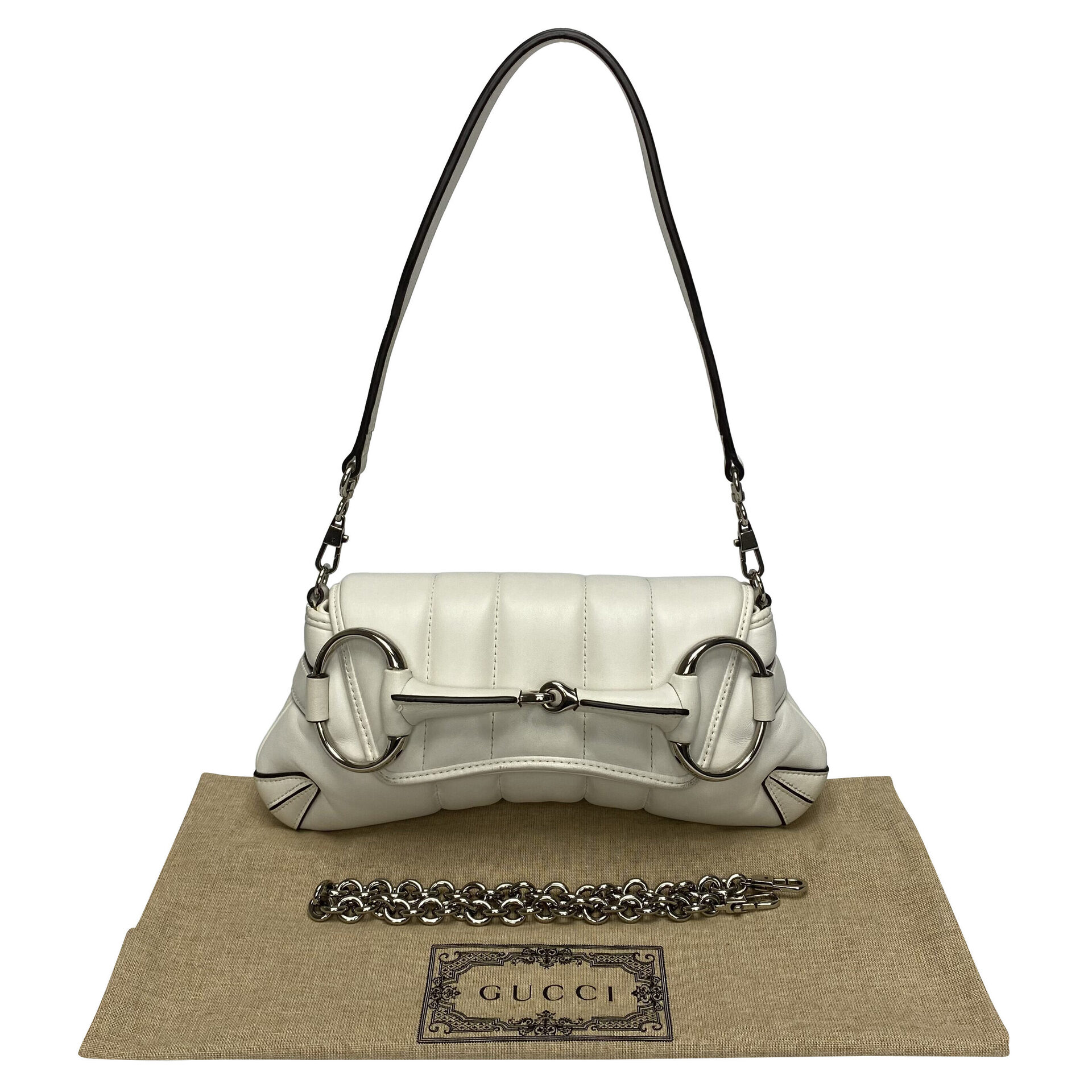 Bolsa Gucci Horsebit Chain Branca