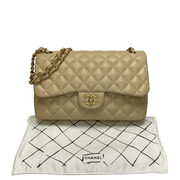 Bolsa Chanel Clássica Double Flap Lambskin Bege