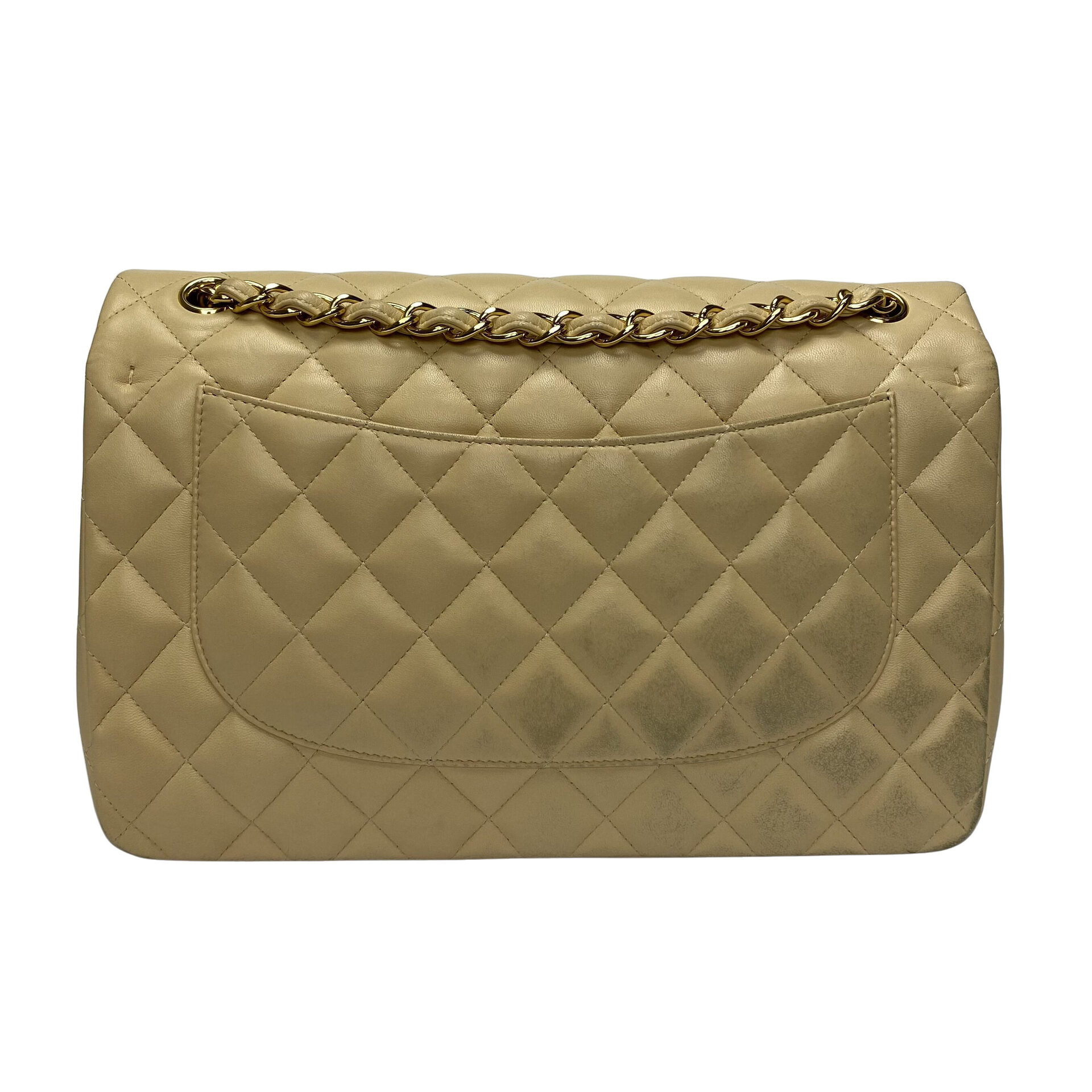 Bolsa Chanel Clássica Double Flap Lambskin Bege
