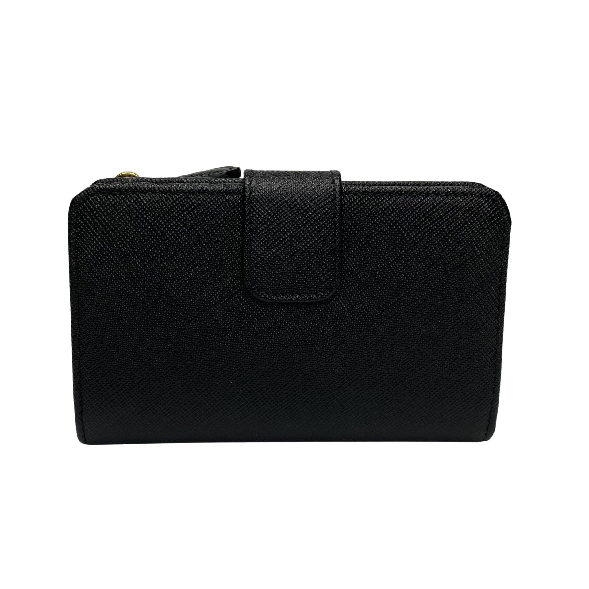 Carteira Prada Couro Saffiano Preto