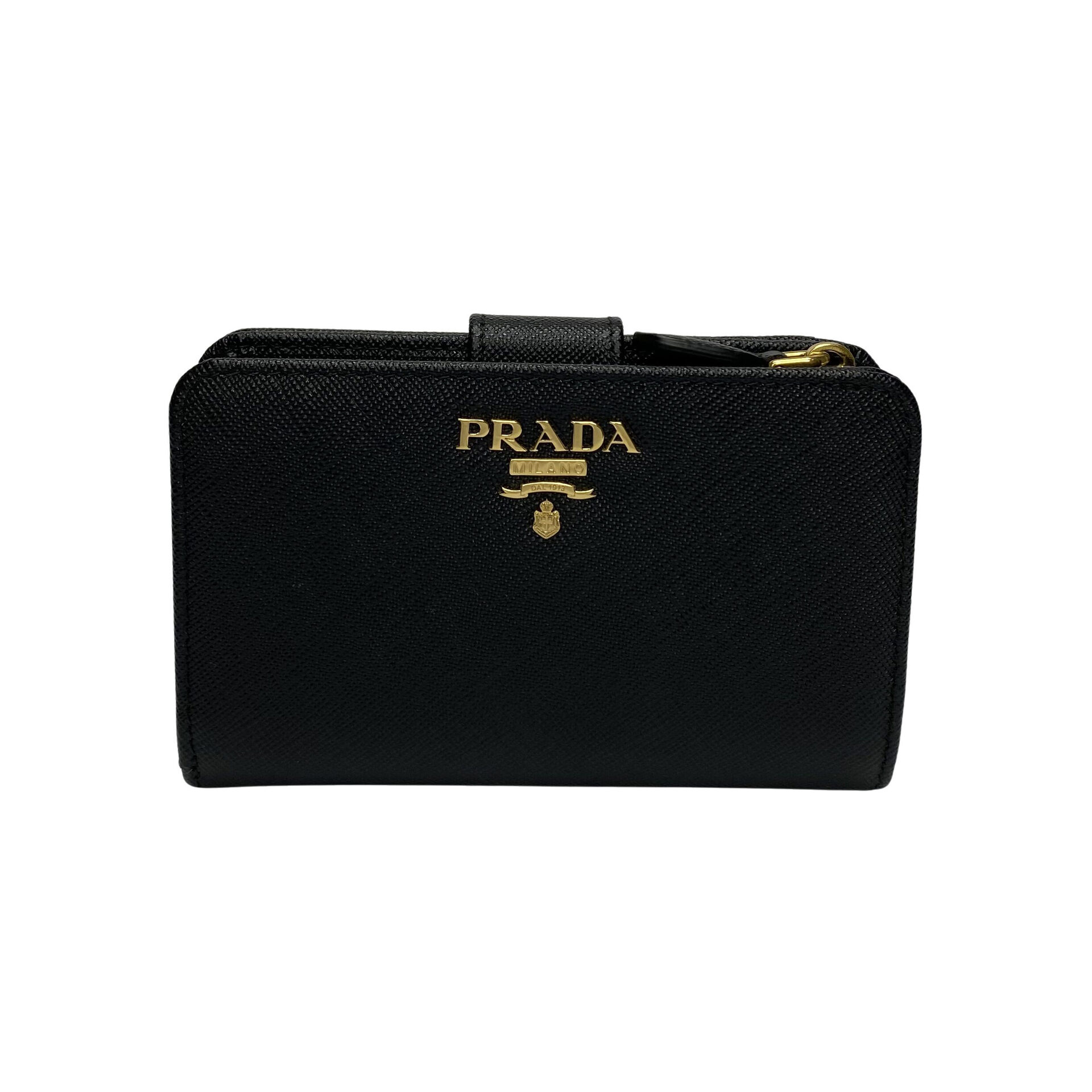 Carteira Prada Couro Saffiano Preto