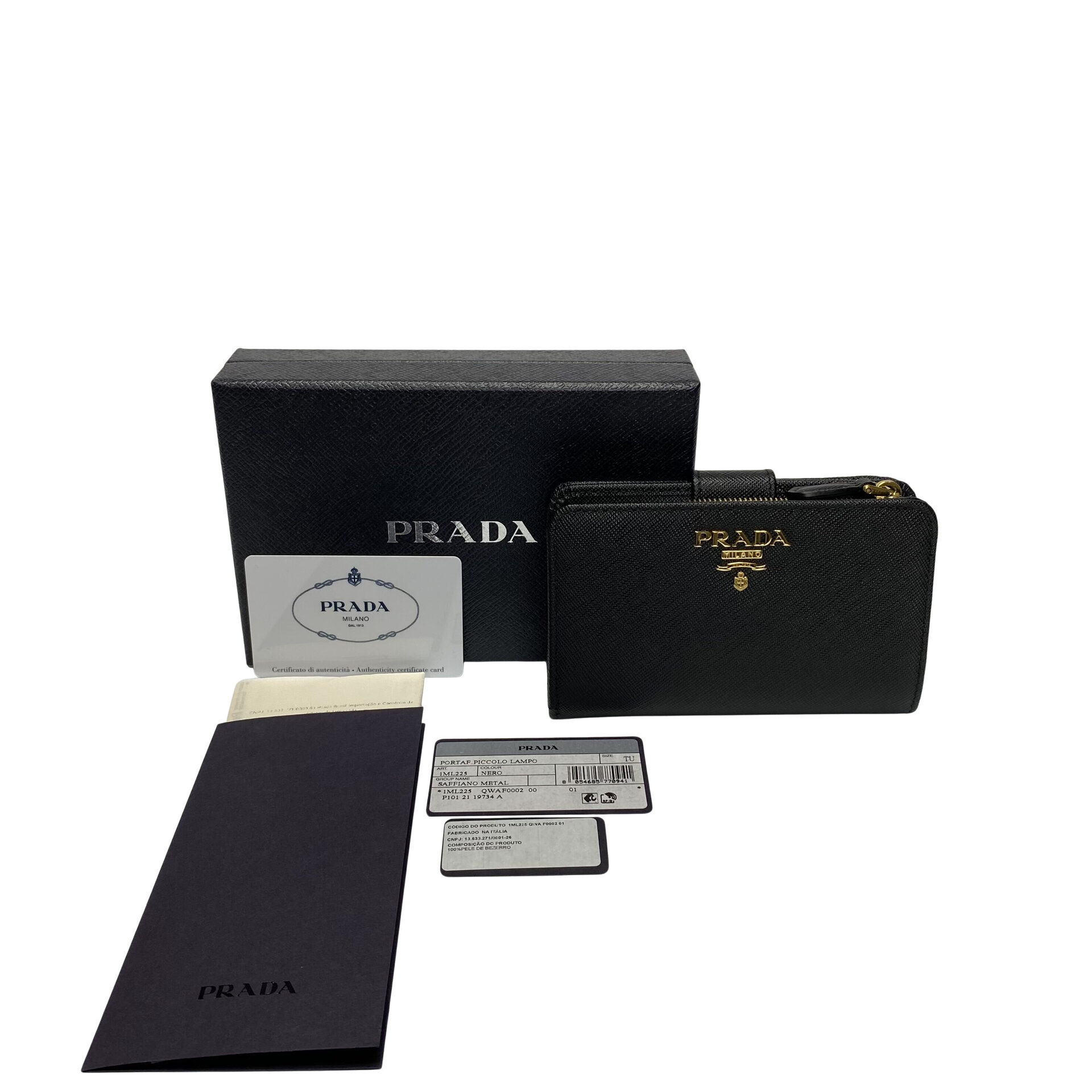 Carteira Prada Couro Saffiano Preto