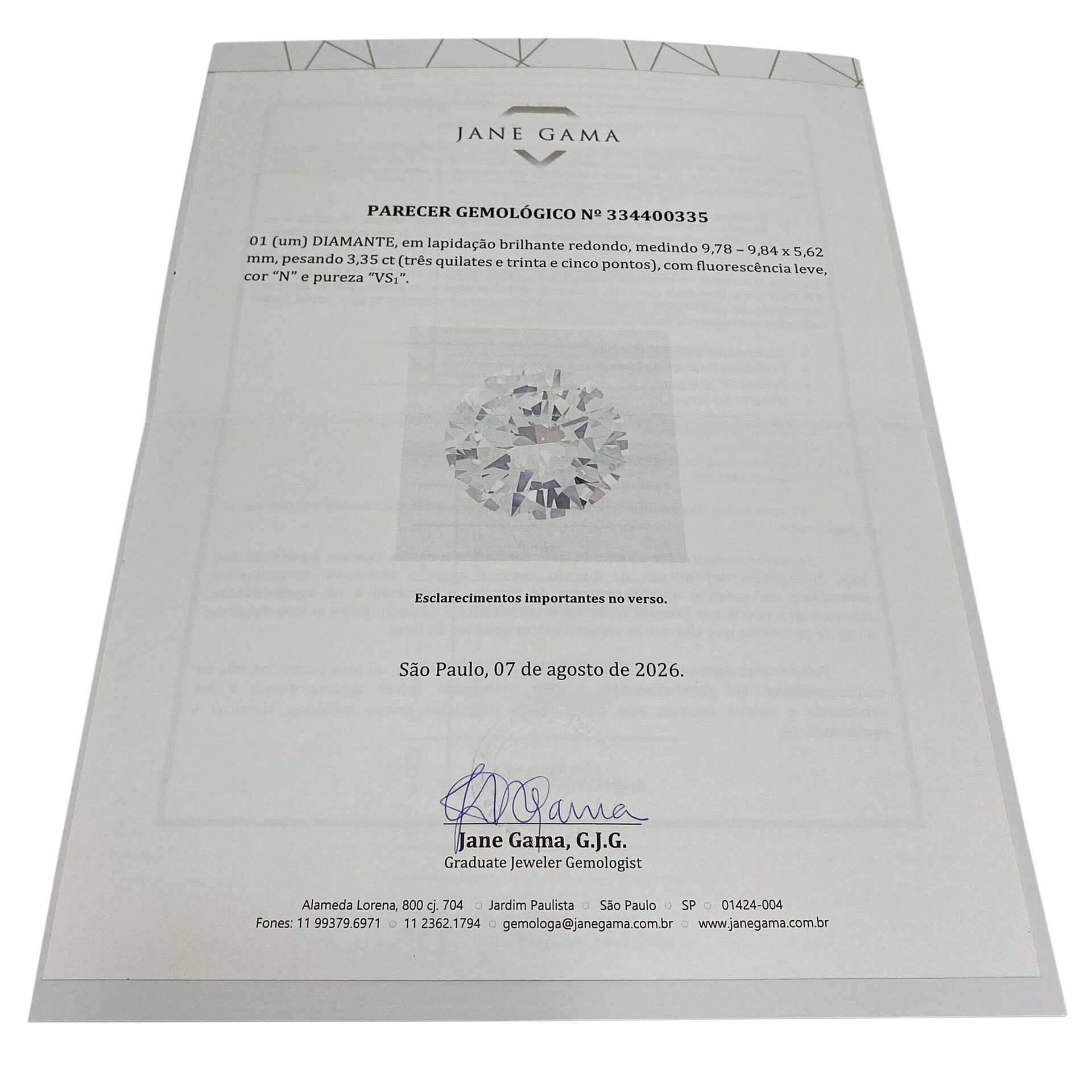 Anel Solitário - 3.35 ct