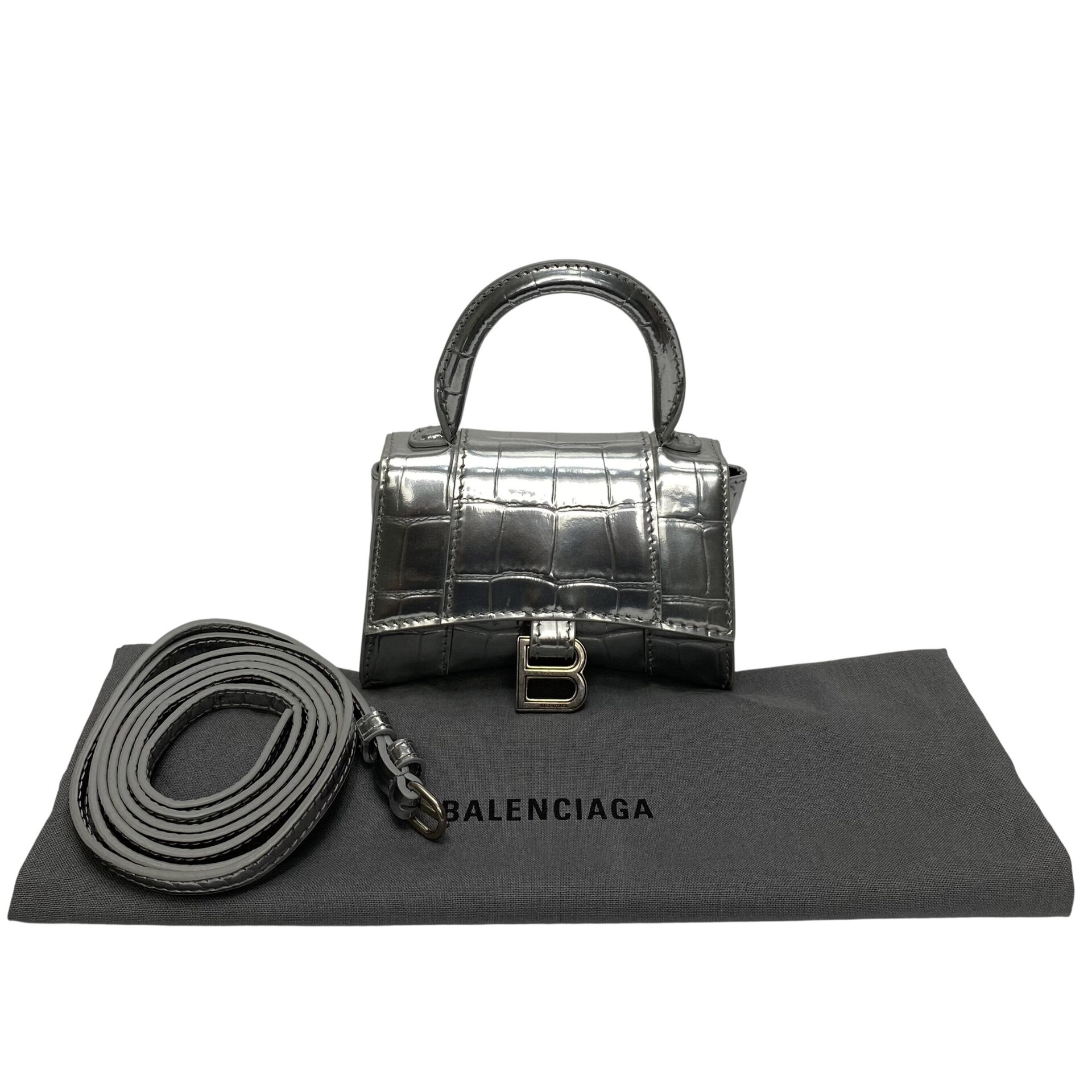 Bolsa Balenciaga Hourglass Mini Prata