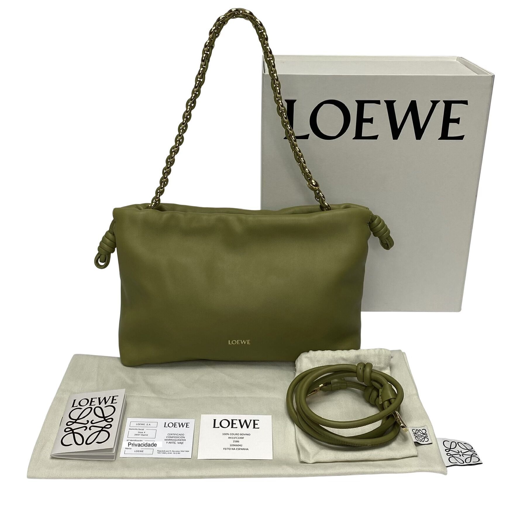 Bolsa Loewe Flamenco Couro Verde