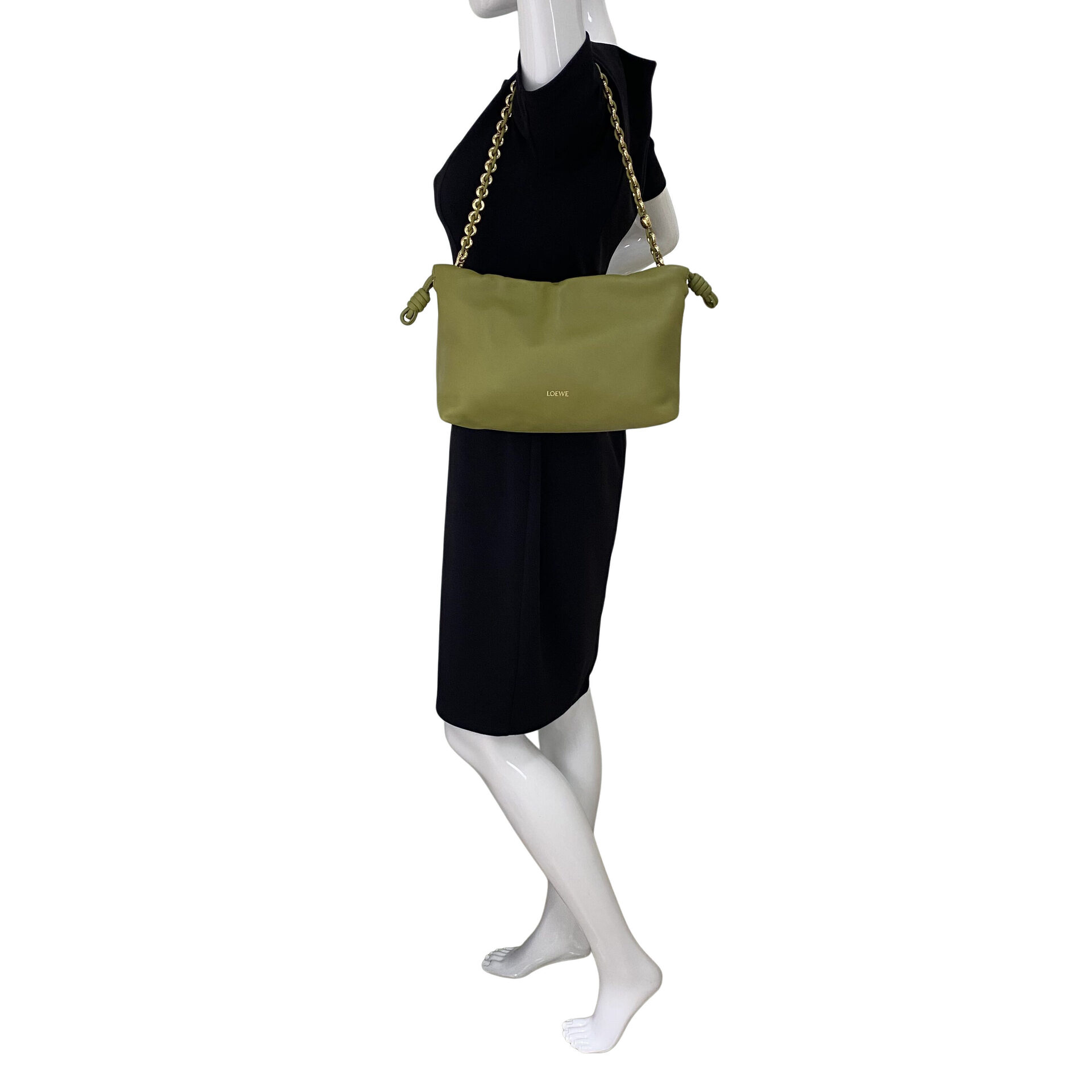 Bolsa Loewe Flamenco Couro Verde