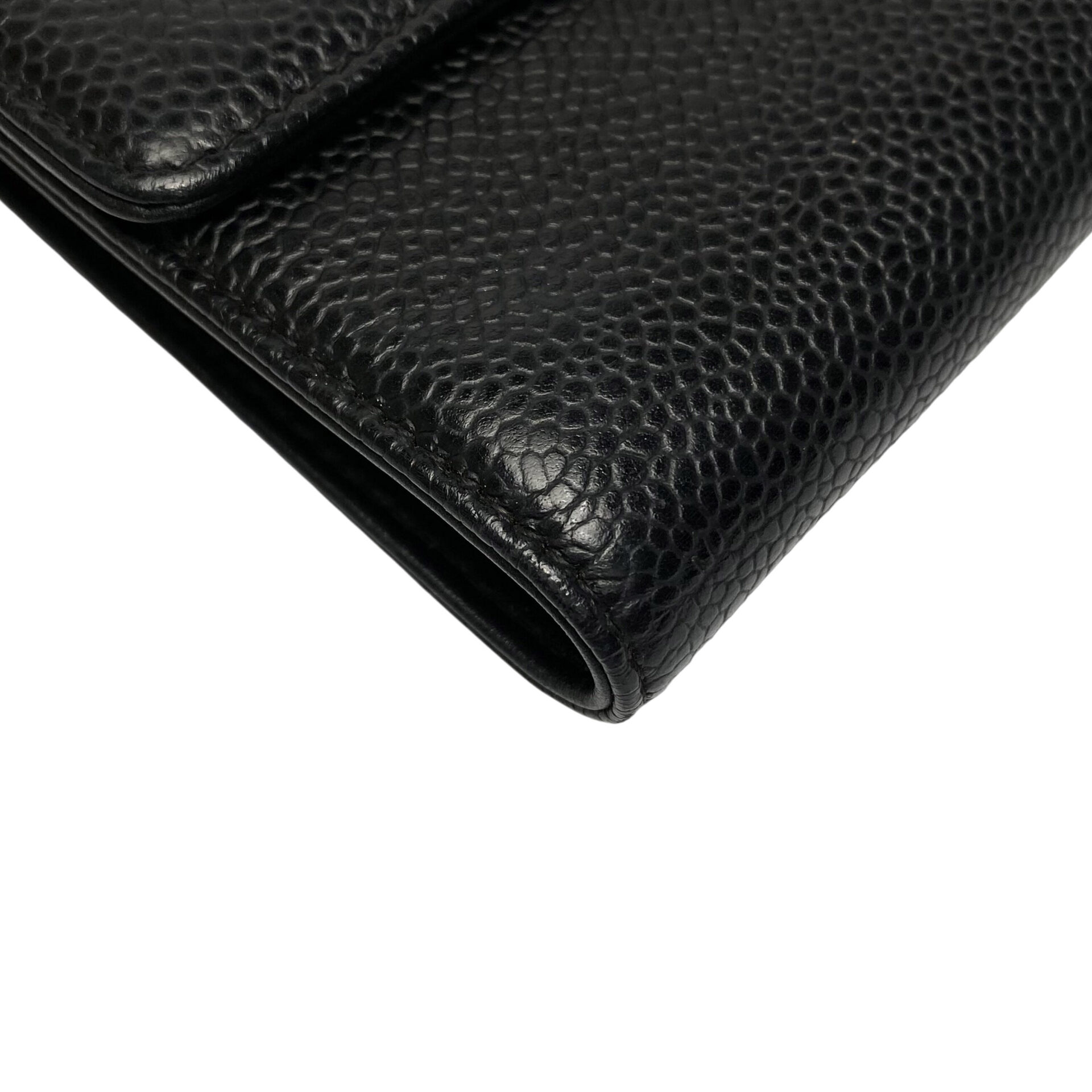 Carteira Chanel CC Couro Caviar Preto