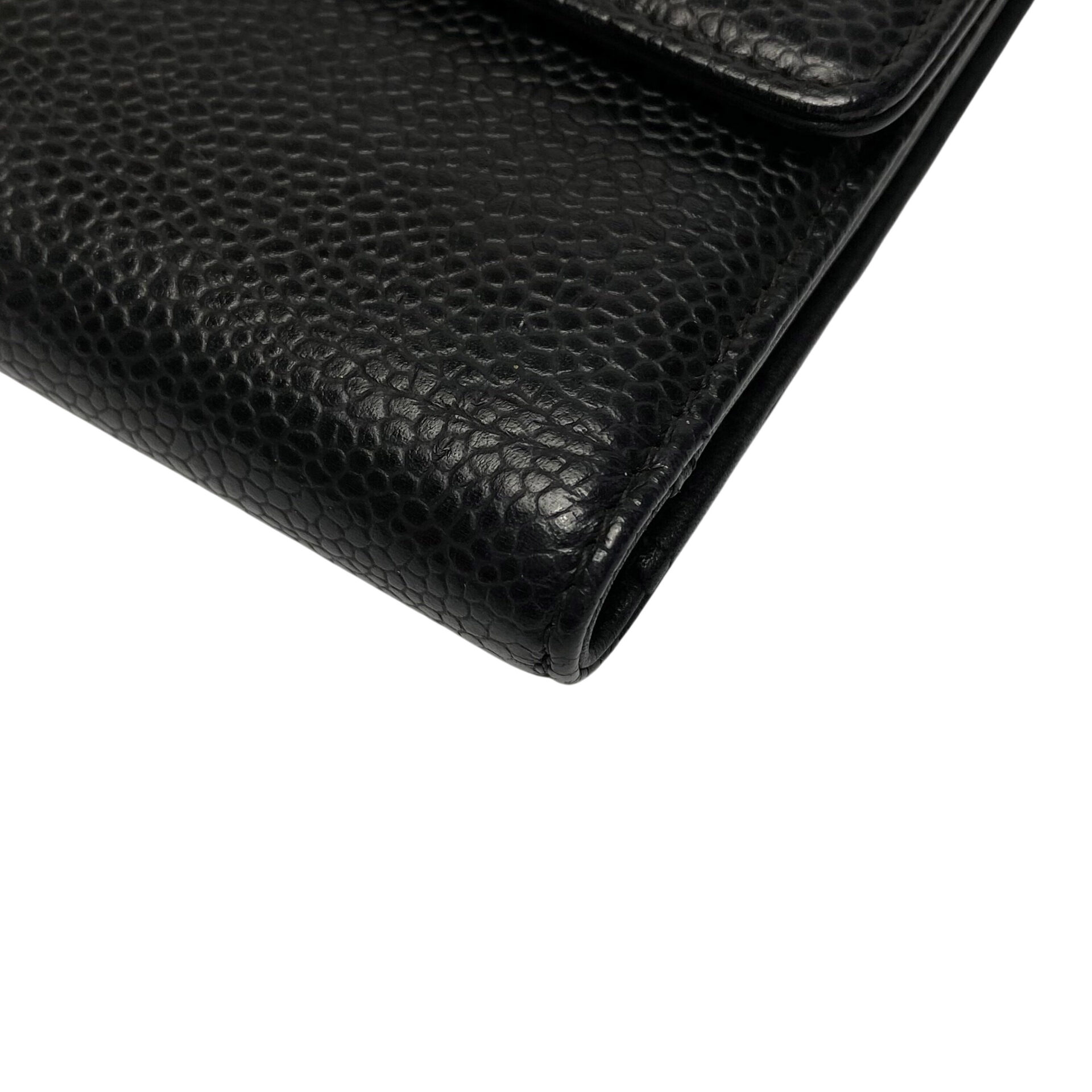 Carteira Chanel CC Couro Caviar Preto