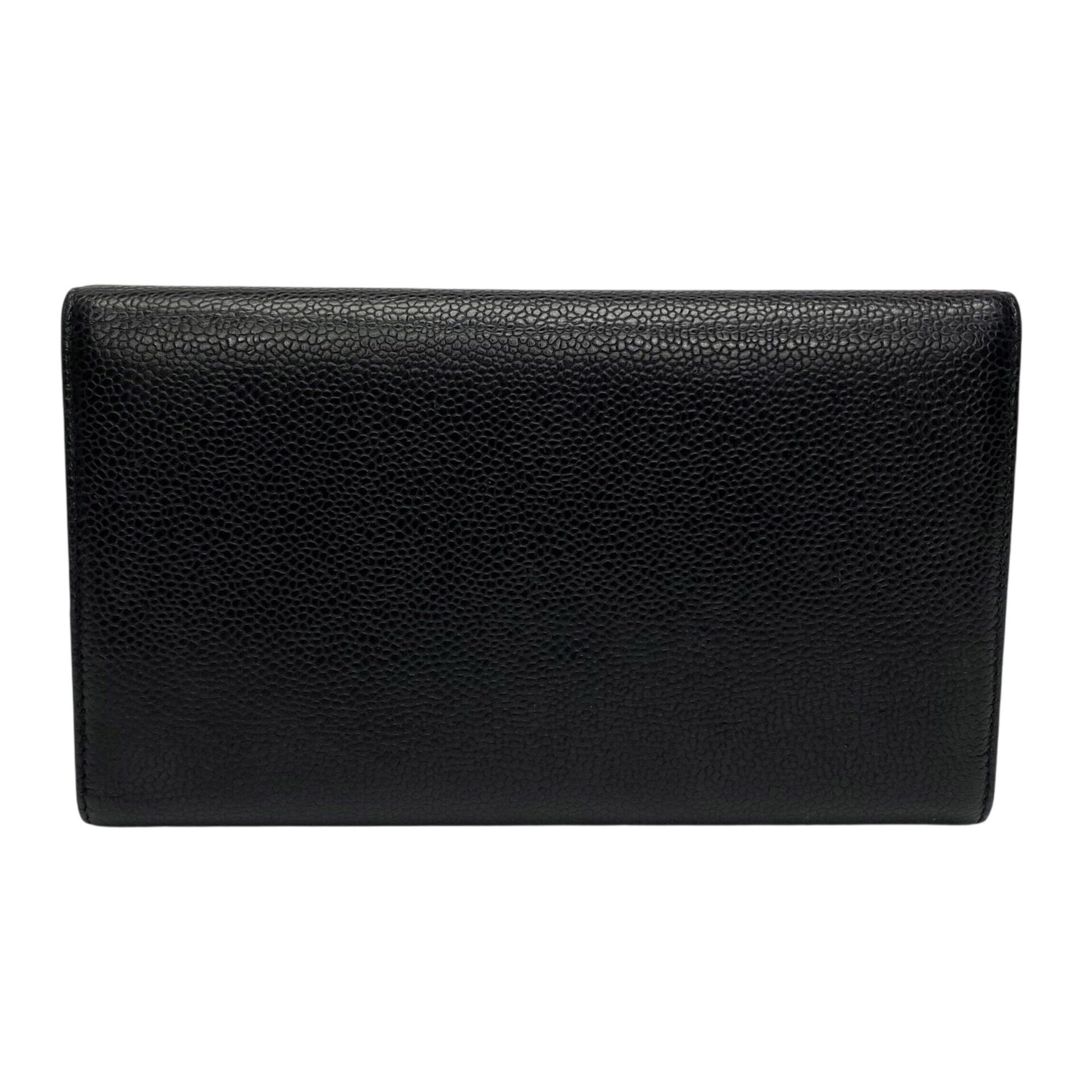 Carteira Chanel CC Couro Caviar Preto