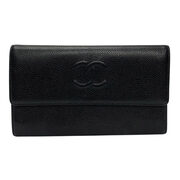 Carteira Chanel CC Couro Caviar Preto