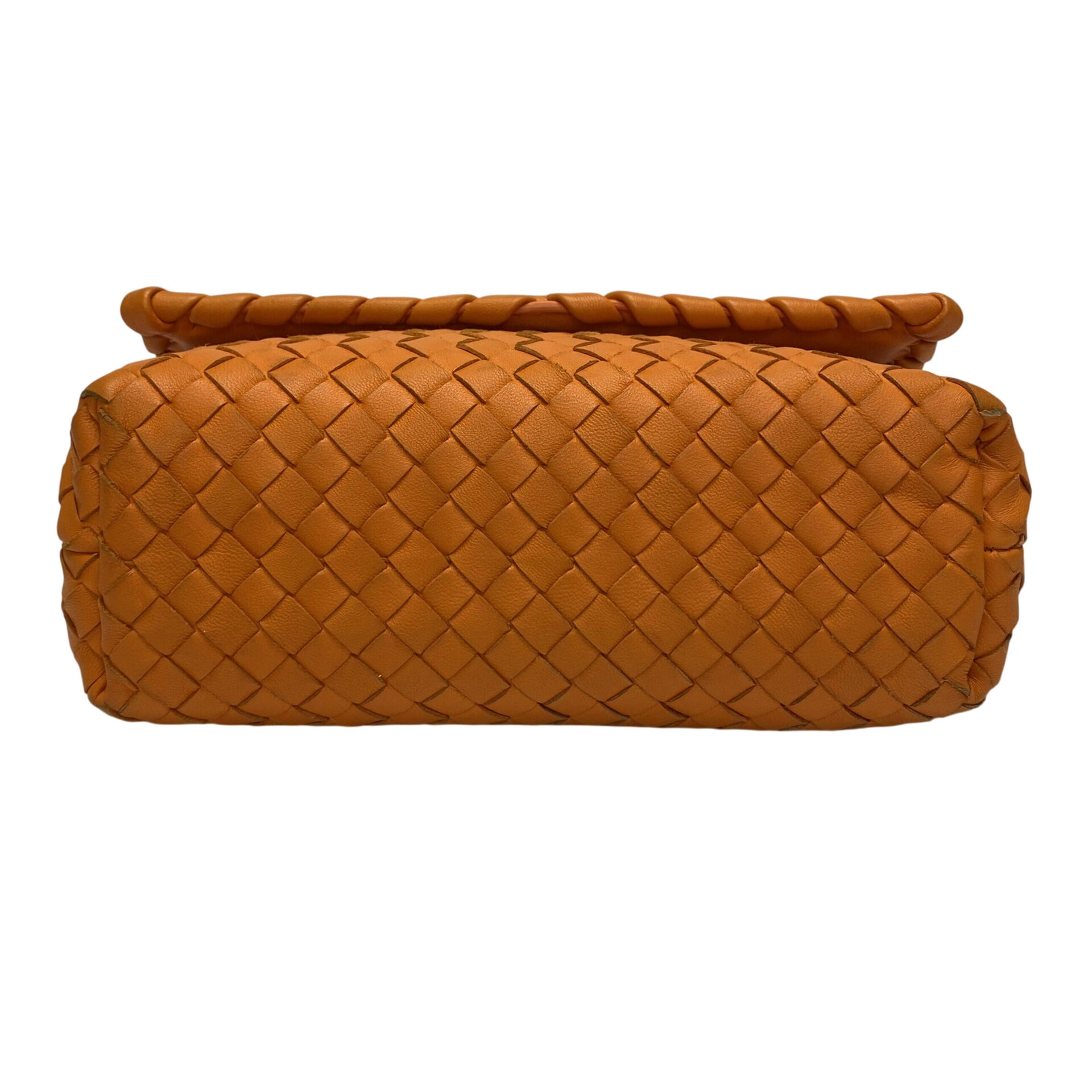 Bolsa Bottega Veneta Olímpia Intrecciato Laranja