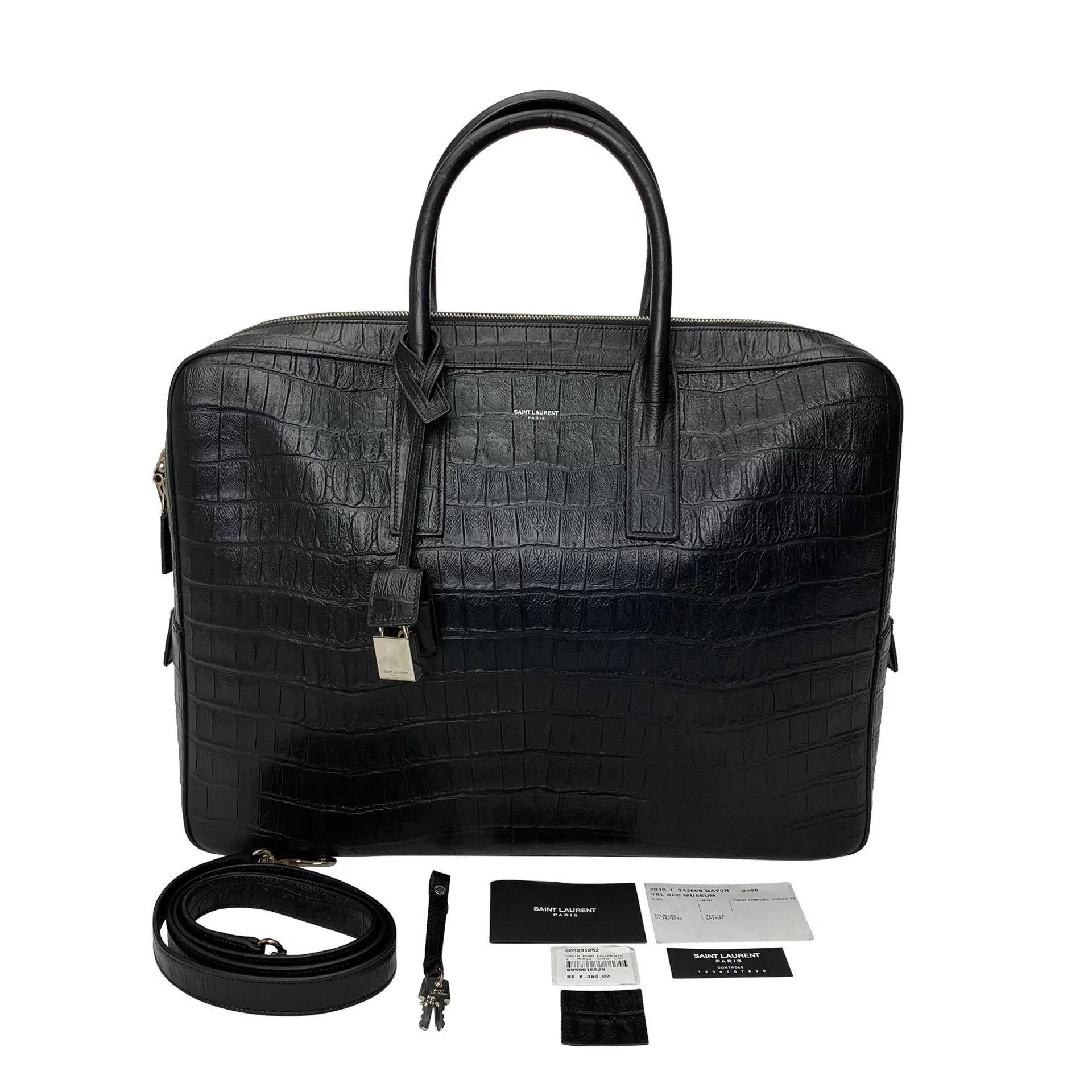 Pasta Masculina YSL Couro Preto