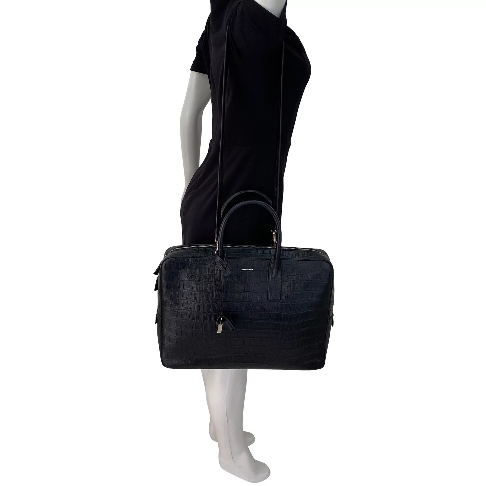 Pasta Masculina YSL Couro Preto