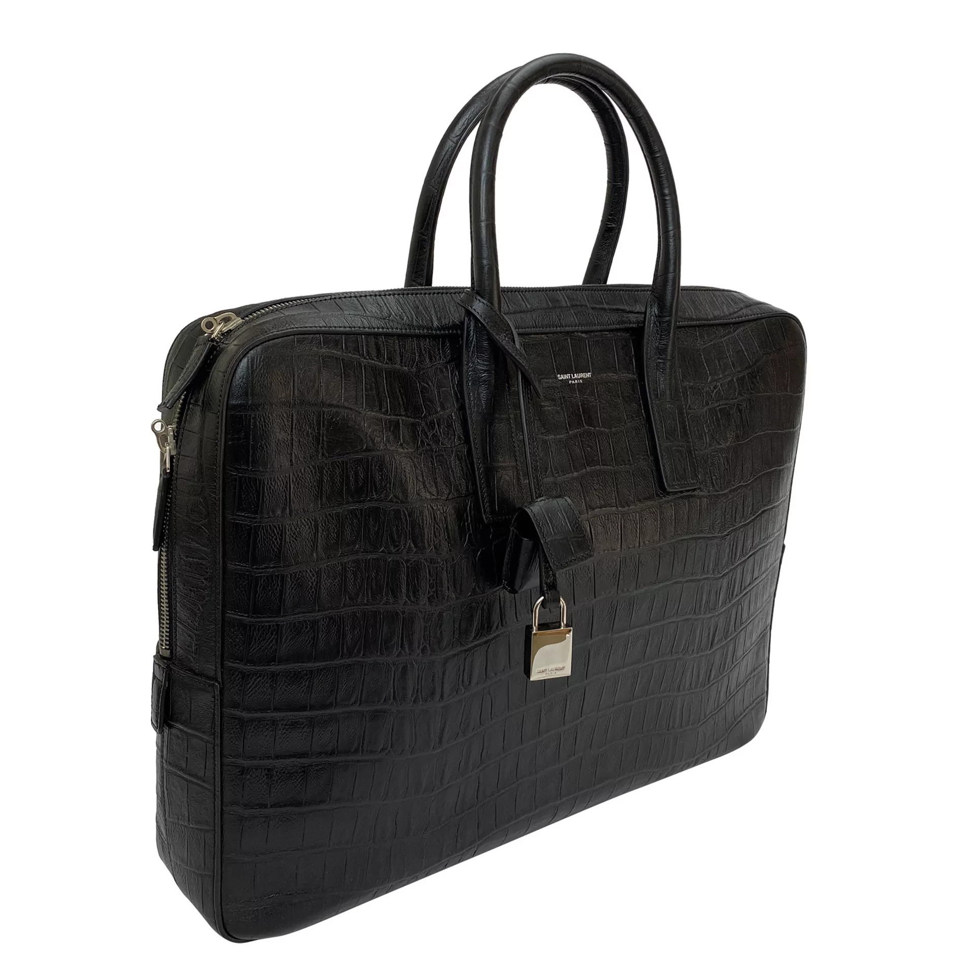 Pasta Masculina YSL Couro Preto