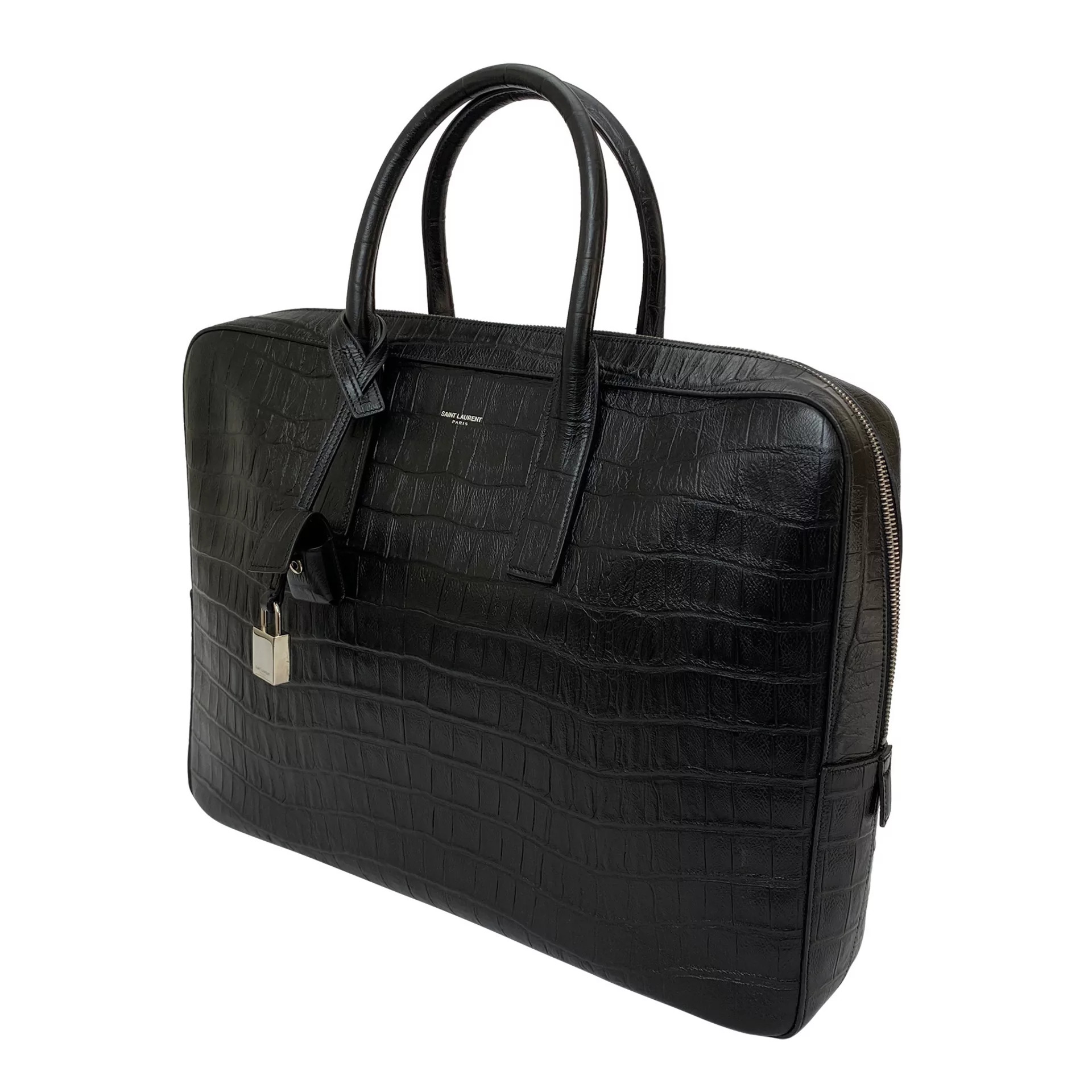 Pasta Masculina YSL Couro Preto