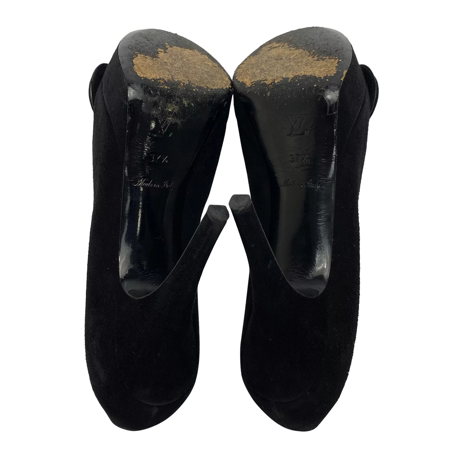 Peep Toe Louis Vuitton Camurça Preto