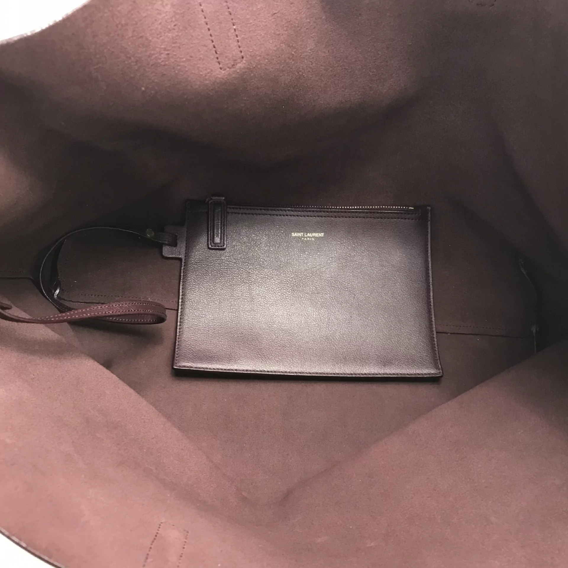 Bolsa Saint Laurent Tote Shopping Couro Marrom