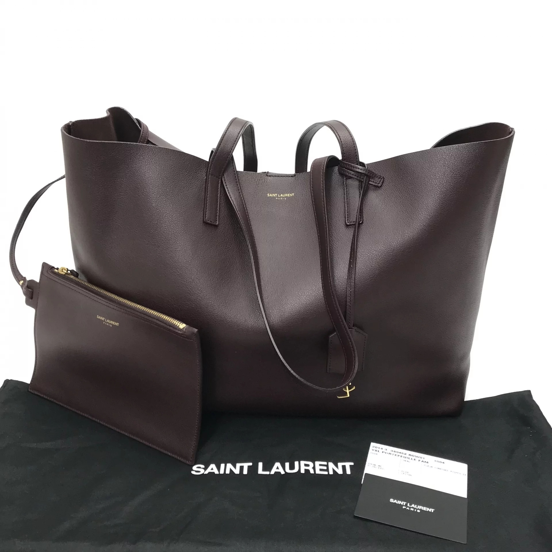 Bolsa Saint Laurent Tote Shopping Couro Marrom