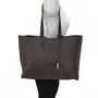 Bolsa Saint Laurent Tote Shopping Couro Marrom