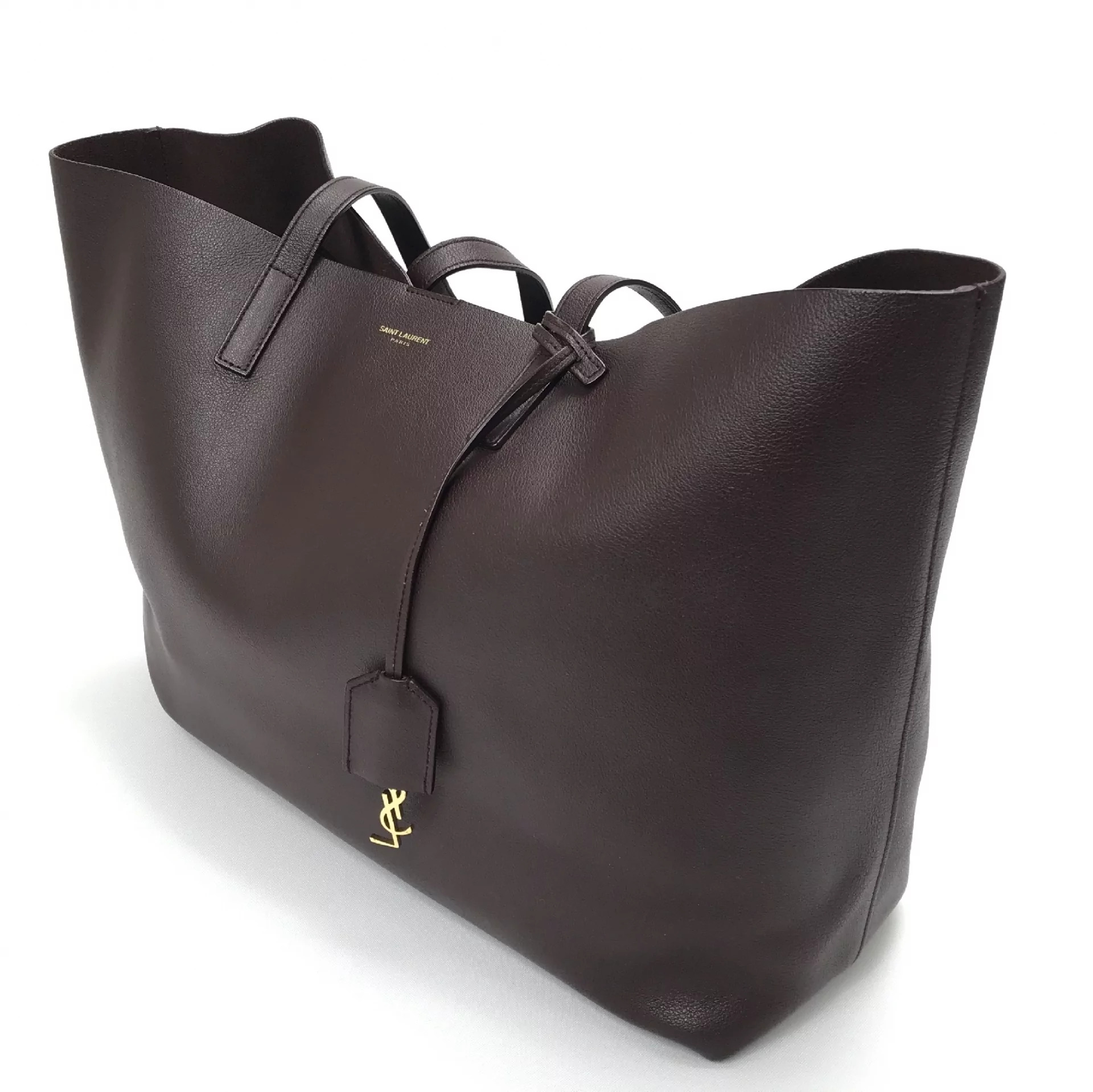 Bolsa Saint Laurent Tote Shopping Couro Marrom