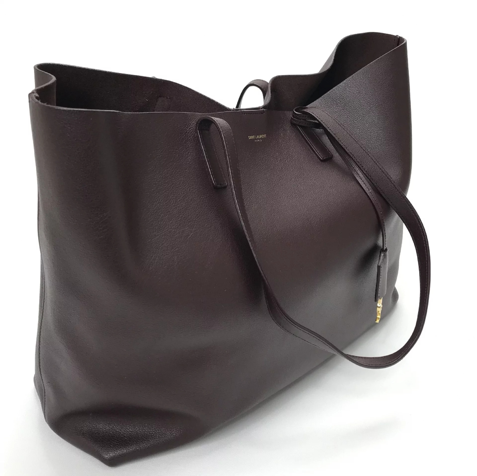 Bolsa Saint Laurent Tote Shopping Couro Marrom