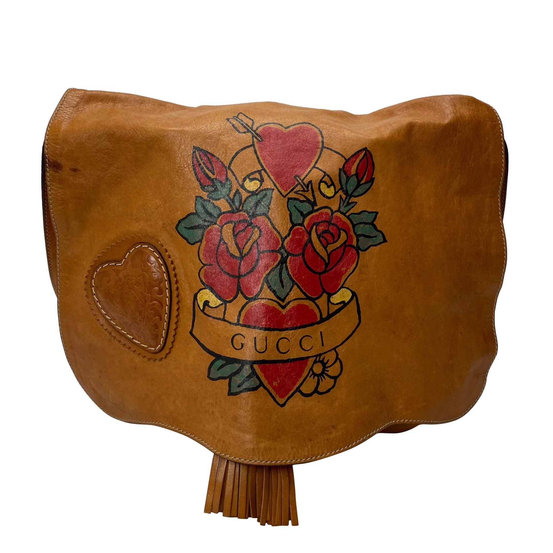 Bolsa Gucci Tattoo Heart Tribeca Messenger Caramelo