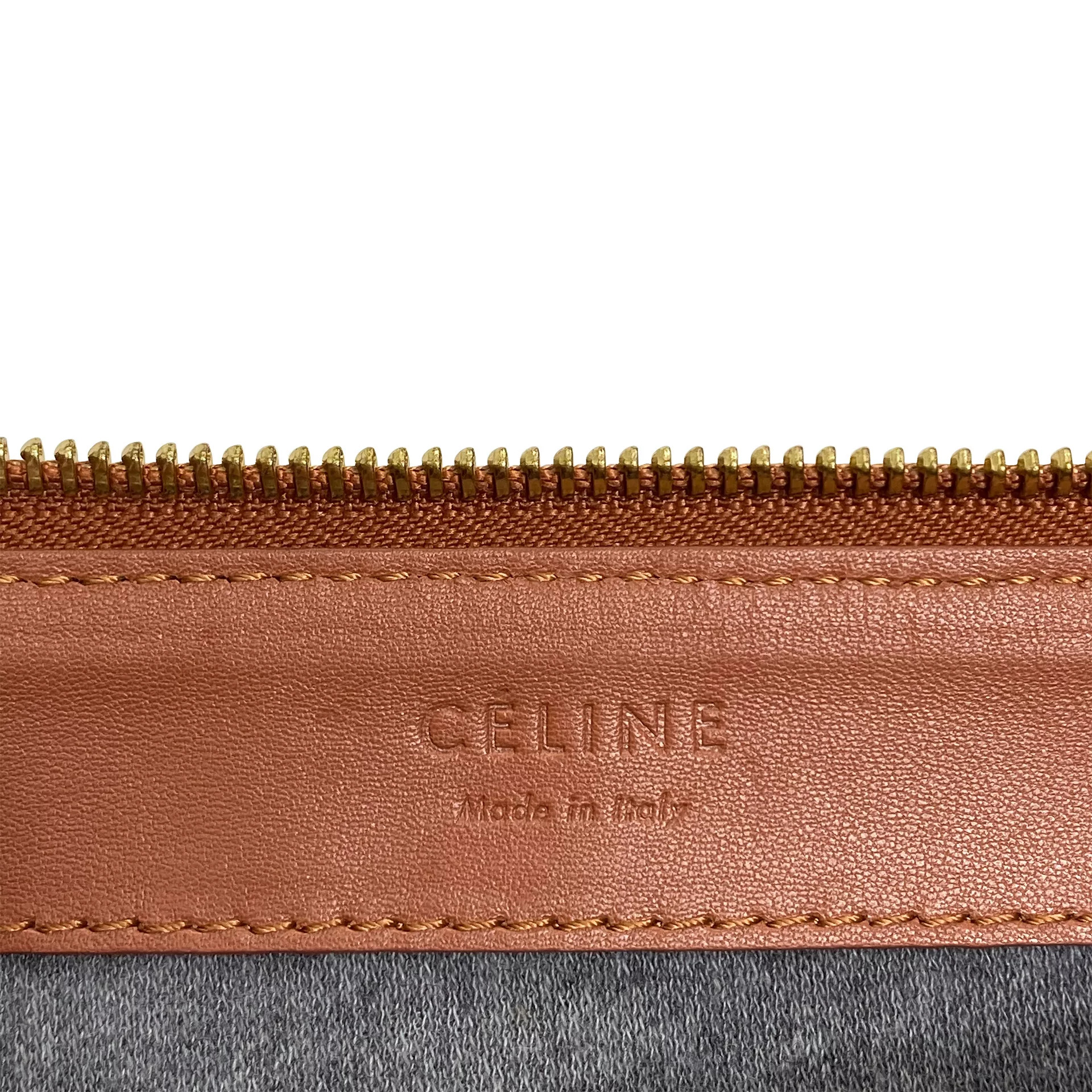 Bolsa Céline Trio Couro Caramelo e Botões Dourados