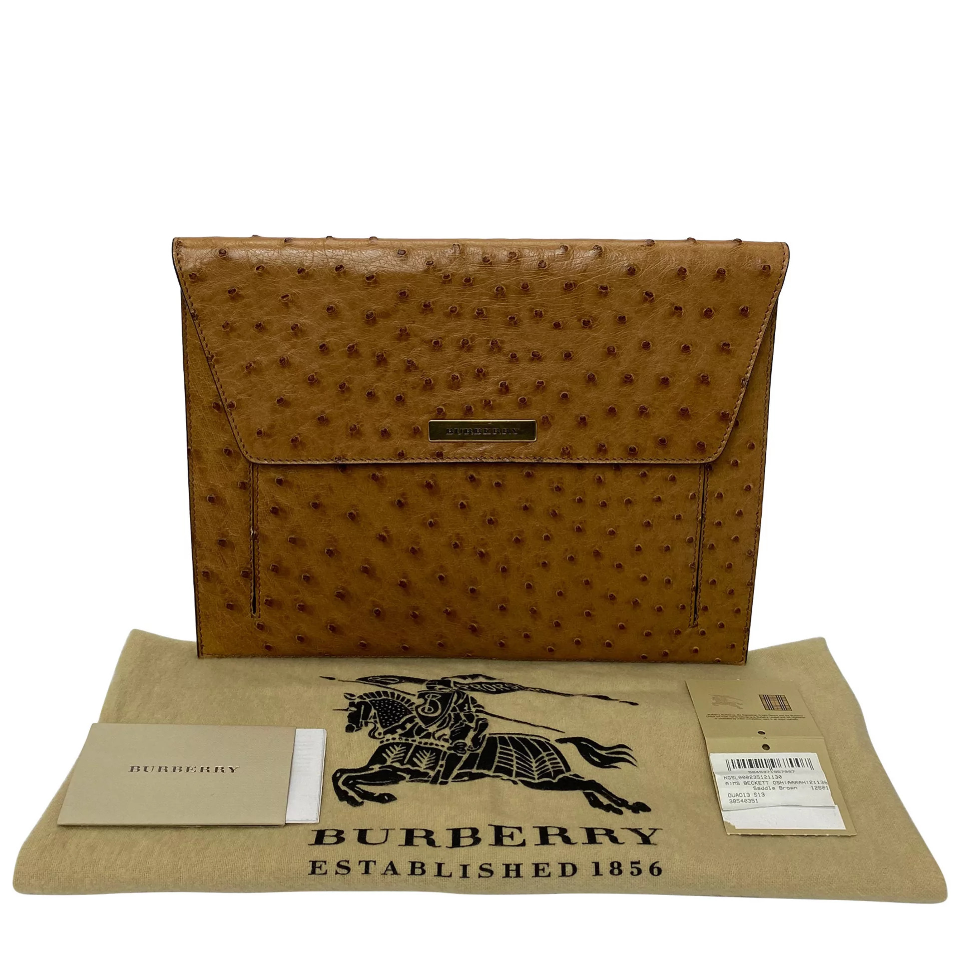 Porta-Ipad Burberry Couro de Avestruz