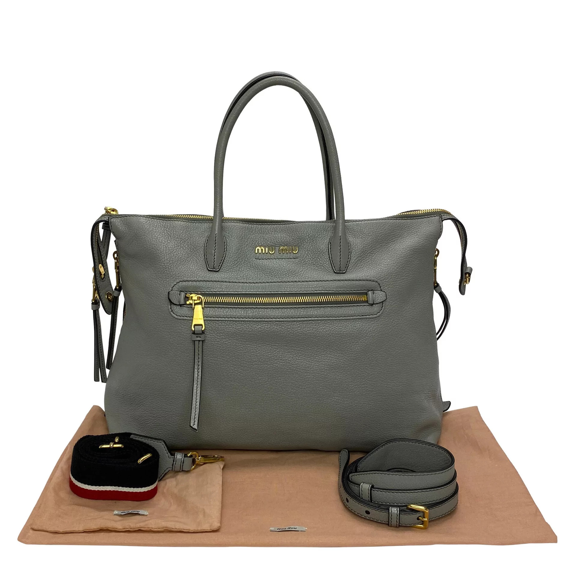 Bolsa Miu Miu Couro Cinza