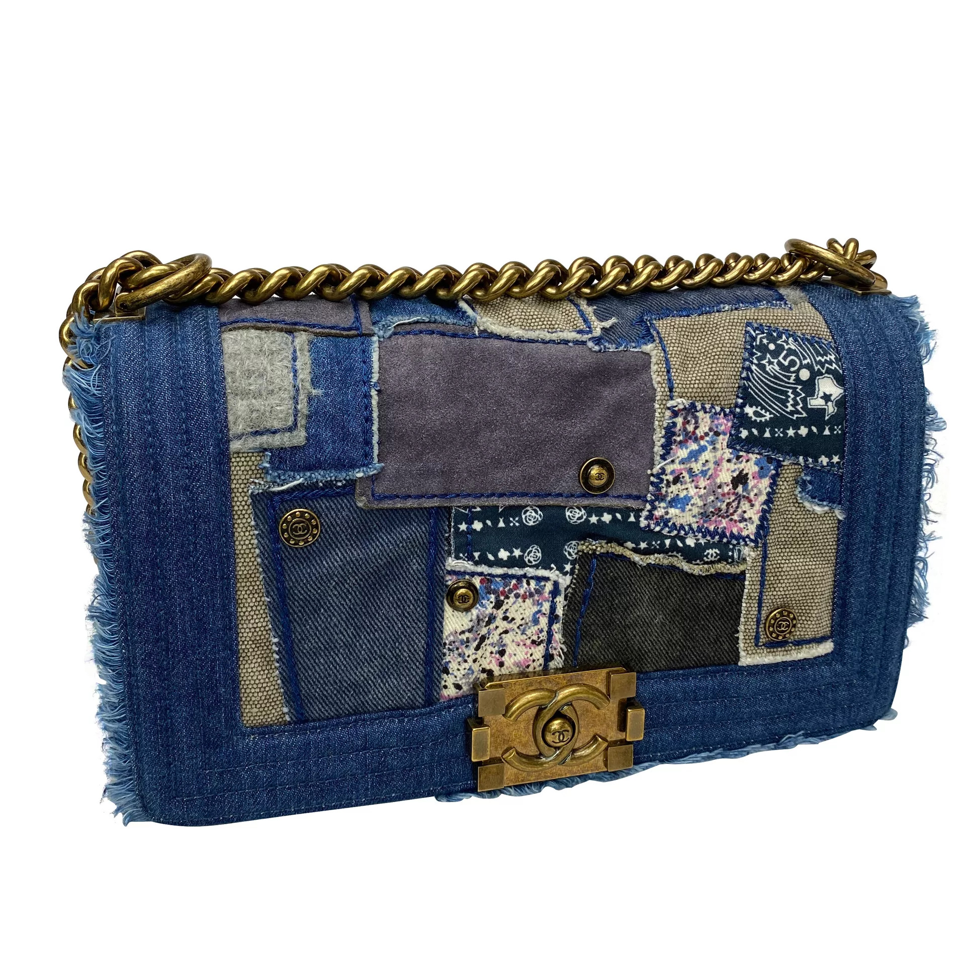 Bolsa Chanel Boy Denim Patchwork