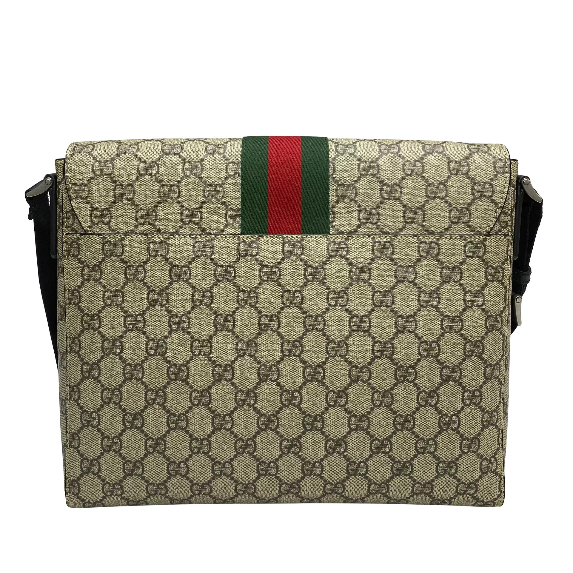 Bolsa Gucci GG Supreme Web Flap Messenger Bag